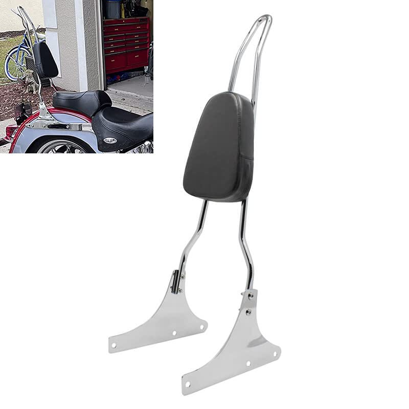 Chrome Passenger Sissy Bar Backrest for Harley Davidson Heritage Softail FLSTC FLSTS FLSTF - Tall Rear Seat Support - USA Shipping - Perfect for Long Rides & Passenger Comfort