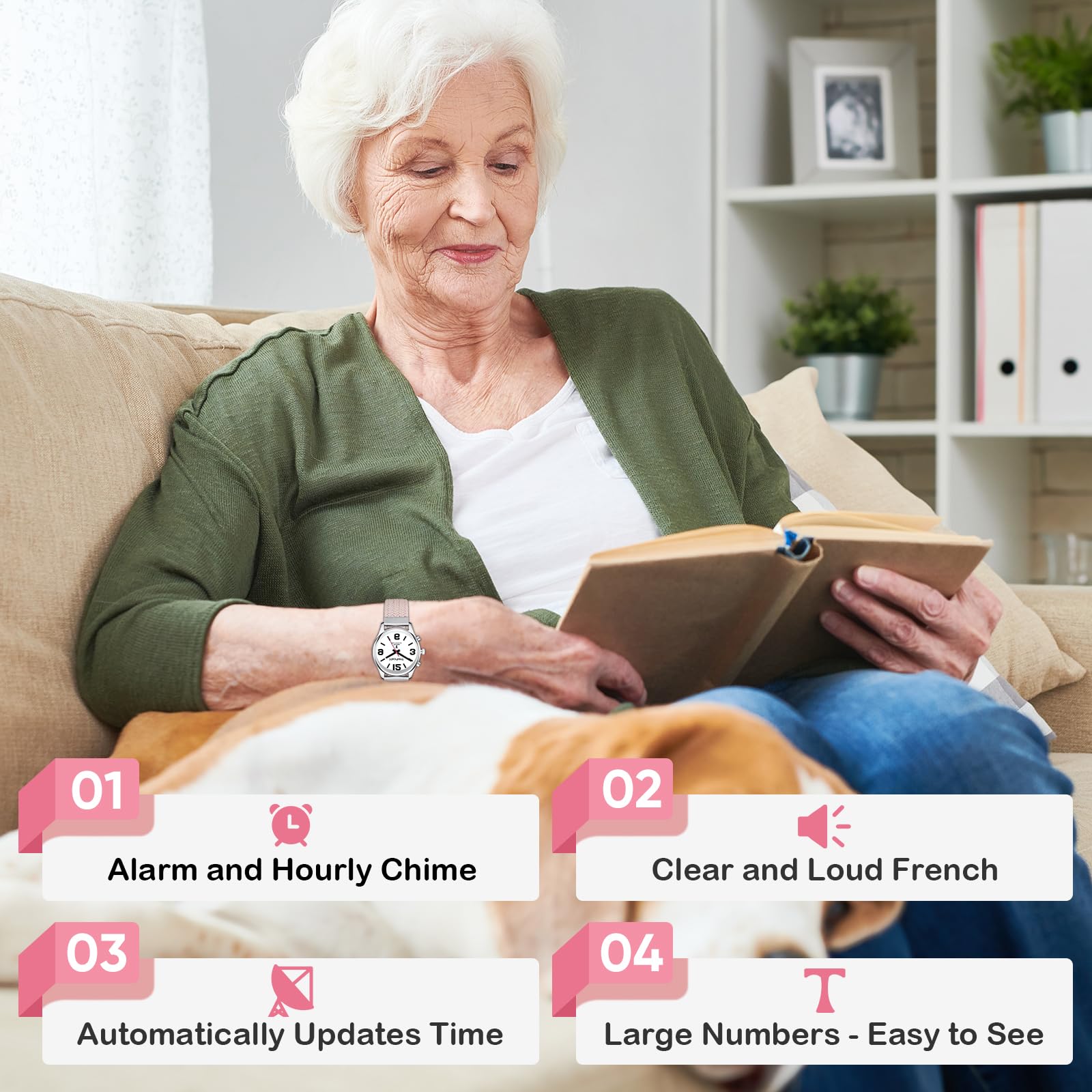 Talking Watch for Visually Impaired & Seniors - Large Number Voice Watch for Blind & Elderly - Clear American Accent Women's Watch - Perfect for Daily Use, Time Management & Accessibility Needs