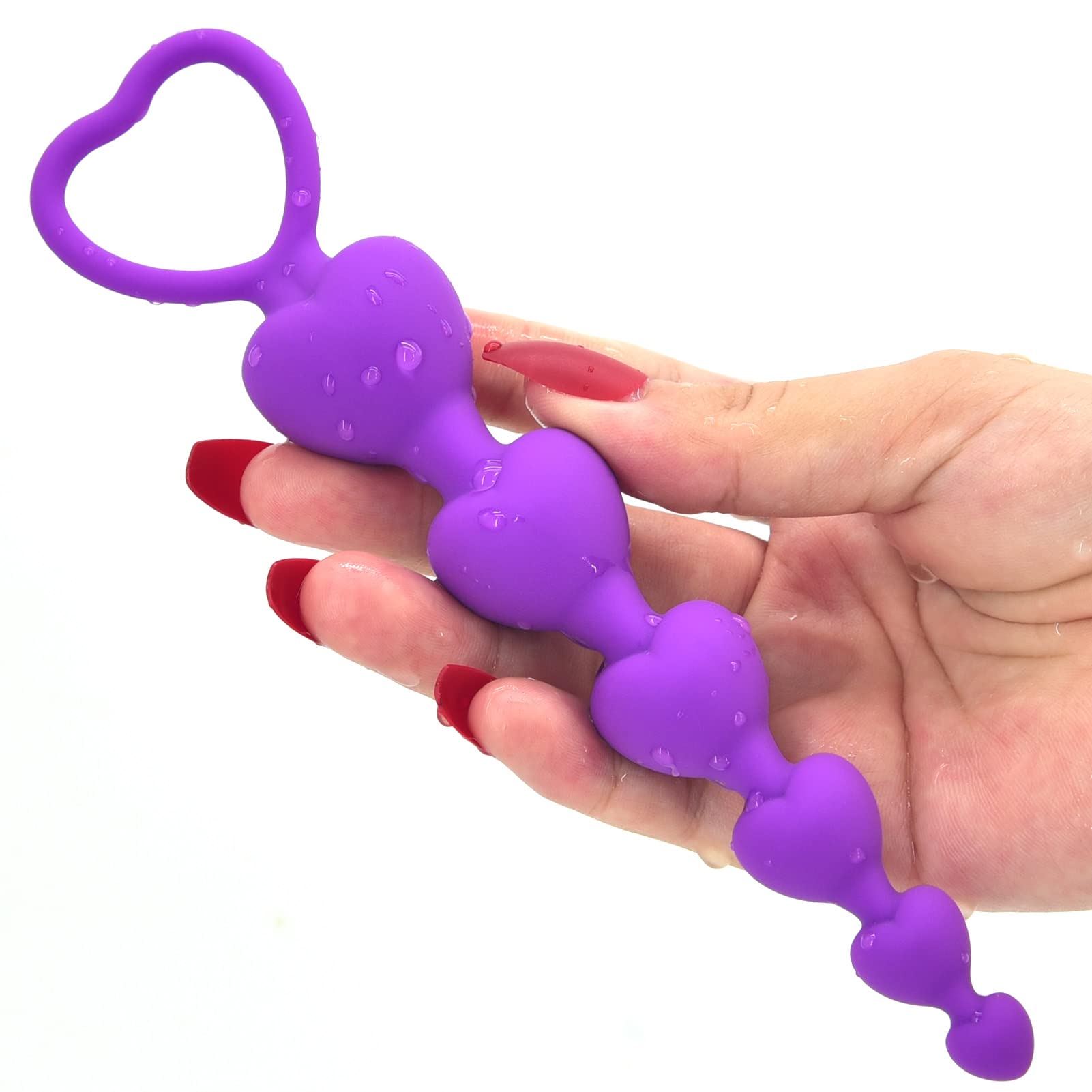 Silicone Anal Beads with 6 Gradual Balls - Flexible Butt Plug Anal Chain with Pull Loop for Prostate Massage & G-Spot Stimulation - 7.28 Inch Purple Anal Training Sex Toy for Beginners - Perfect for Solo Play & Couples Exploration