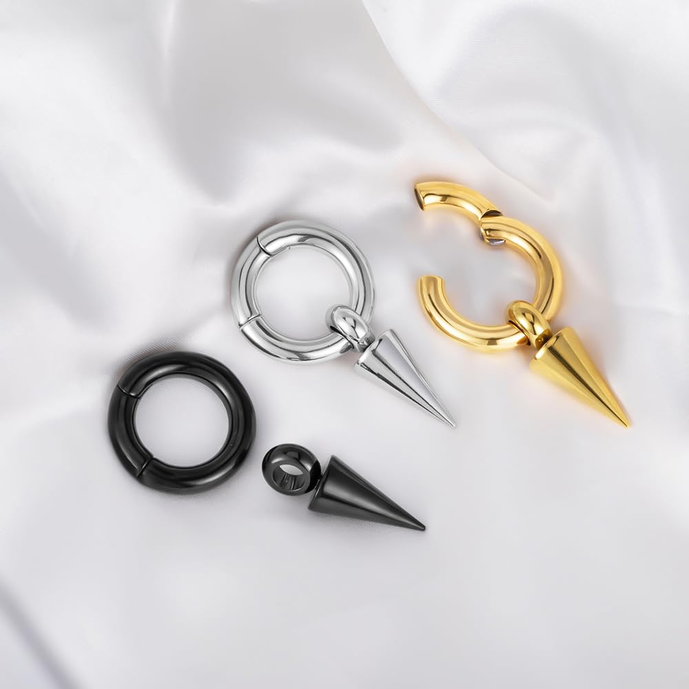 DOEARKO 2PCS 316L Stainless Steel Ear Gauges Hangers & Weights for Stretched Ears - Hypoallergenic Body Jewelry for Men & Women - Perfect for Daily Wear, Parties and Body Piercing Tunnels