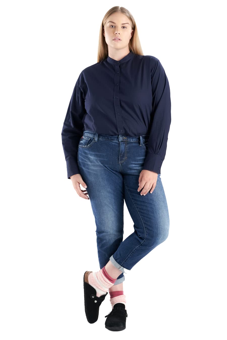 SLINK Jeans Mid Rise Easy Fit Boyfriend - Stretch Denim Pants for Women - Plus Size 14-24 - Comfortable Casual & Work Wear