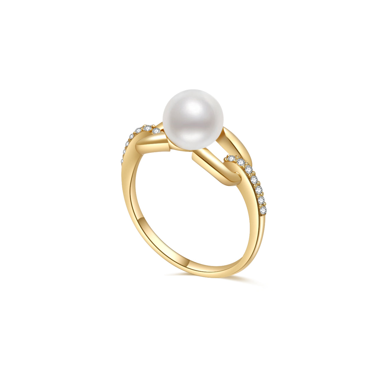 18K Solid Gold Diamond Akoya Hanadama Pearl Ring KR00052 - Elegant Pearl Jewelry for Women, Perfect for Weddings, Anniversaries & Special Occasions