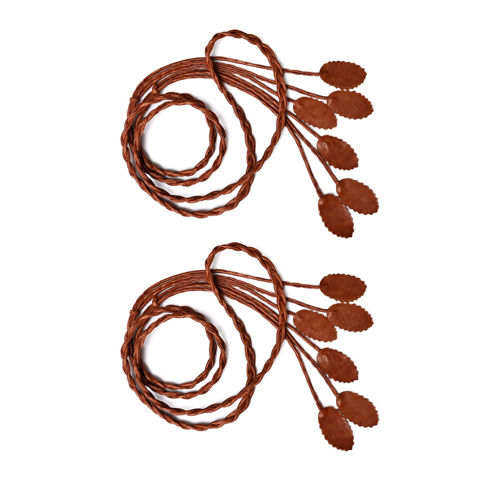 AYYUFE Faux Leather Leaf Tassel Curtain Tiebacks - 1 Pair Punch-Free Decorative Curtain Ropes for Living Room, Bedroom & Window Decor | Elegant Home Accessories for Boho, Farmhouse & Modern Interior Design