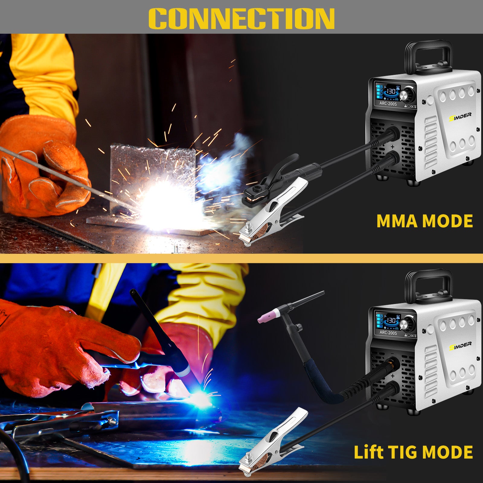 SSimder ARC 200S Stick Welder - 200 Amp Lift TIG/Stick 2-in-1 Welding Machine for Home DIY, Metal Fabrication & Auto Repair | Portable & Lightweight