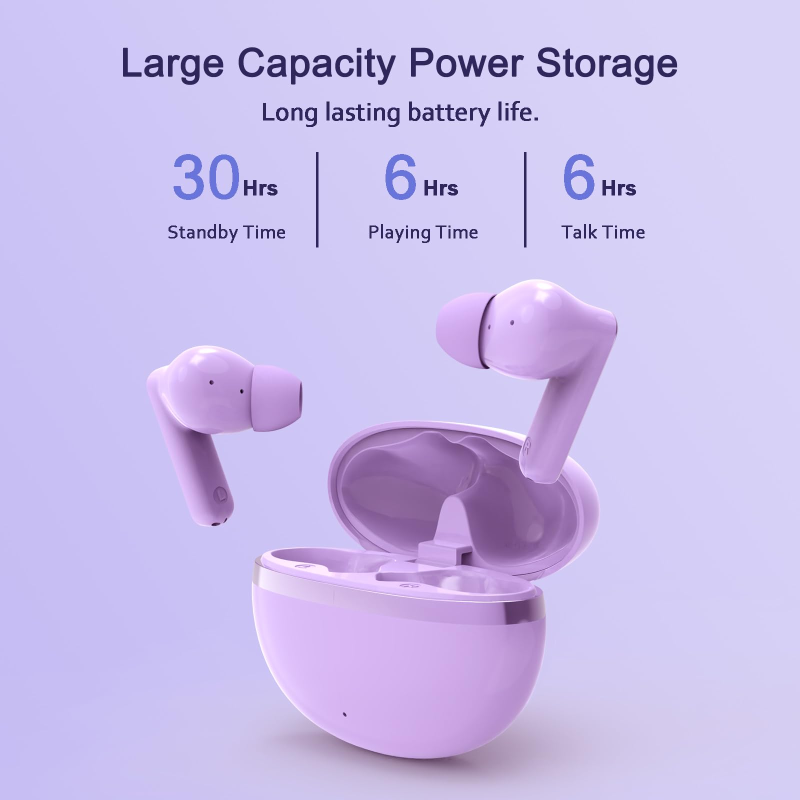 Wireless Bluetooth 5.3 Earbuds with Charging Case, Stereo Headphones with Mic for iPhone Android Smartphones - Purple | Gym, Running, Travel & Workout Use