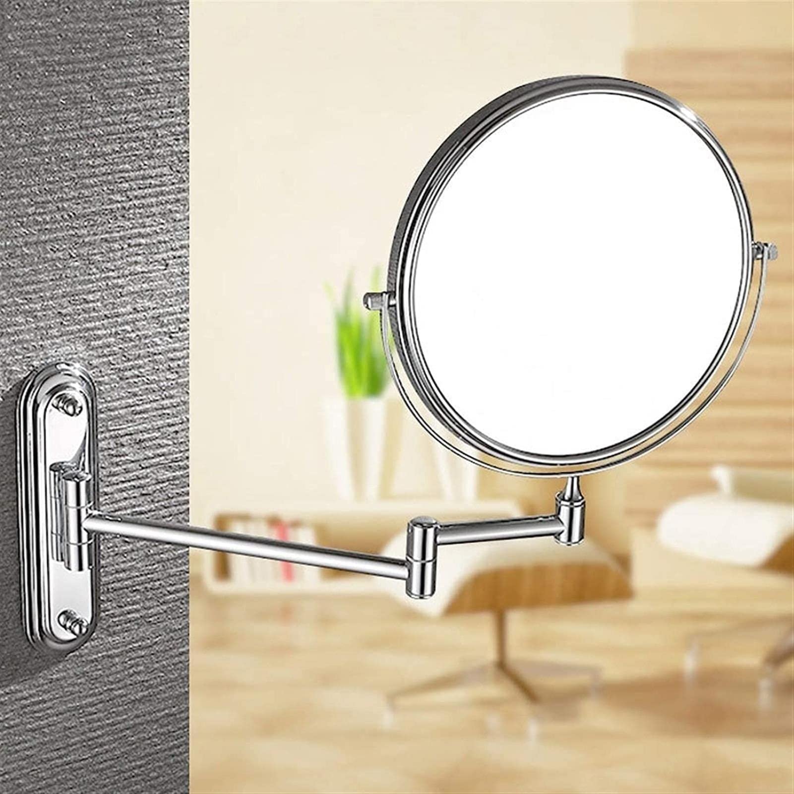 360° Rotating Wall Mounted Makeup Mirror - 10x Magnification Vanity Mirror with Extendable Arm for Bathroom, Shaving & Cosmetic Use (Bronze) - Perfect for Daily Makeup, Grooming & Salon Styling