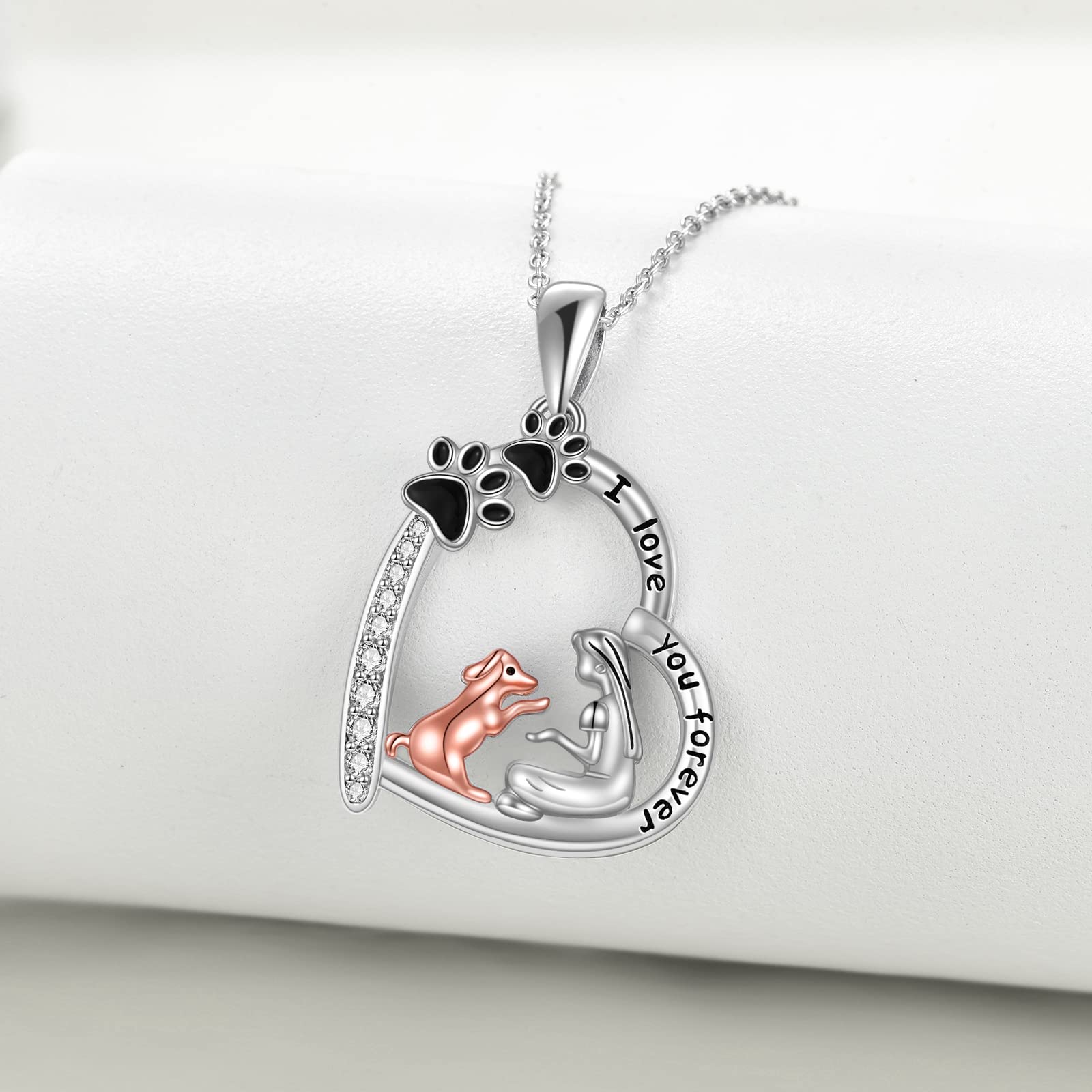 Sterling Silver Dog Paw Heart Necklace - Perfect Gift for Women Dog Lovers | Birthday Jewelry for Her | Ideal for Pet Owners, Dog Moms & Animal Lovers | Great for Everyday Wear, Special Occasions & Gift Giving