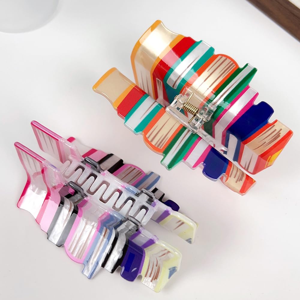 2 Pack Large Hair Claw Clips for Women - Cute Book Shaped Hair Barrettes for Thin Hair, Perfect Back to School Hair Accessories, Great Gift for Book Lovers & Teachers (Ideal for Reading, Studying & Office Use)