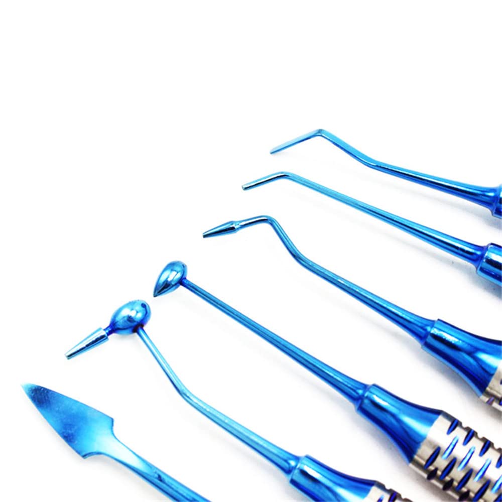 6-Piece Dental Resin Filling Kit - Titanium Plated Composite Resin Spatula Set with Thick Handle for Aesthetic Tooth Restoration | Professional Dental Tools for Dentists & DIY Home Repair