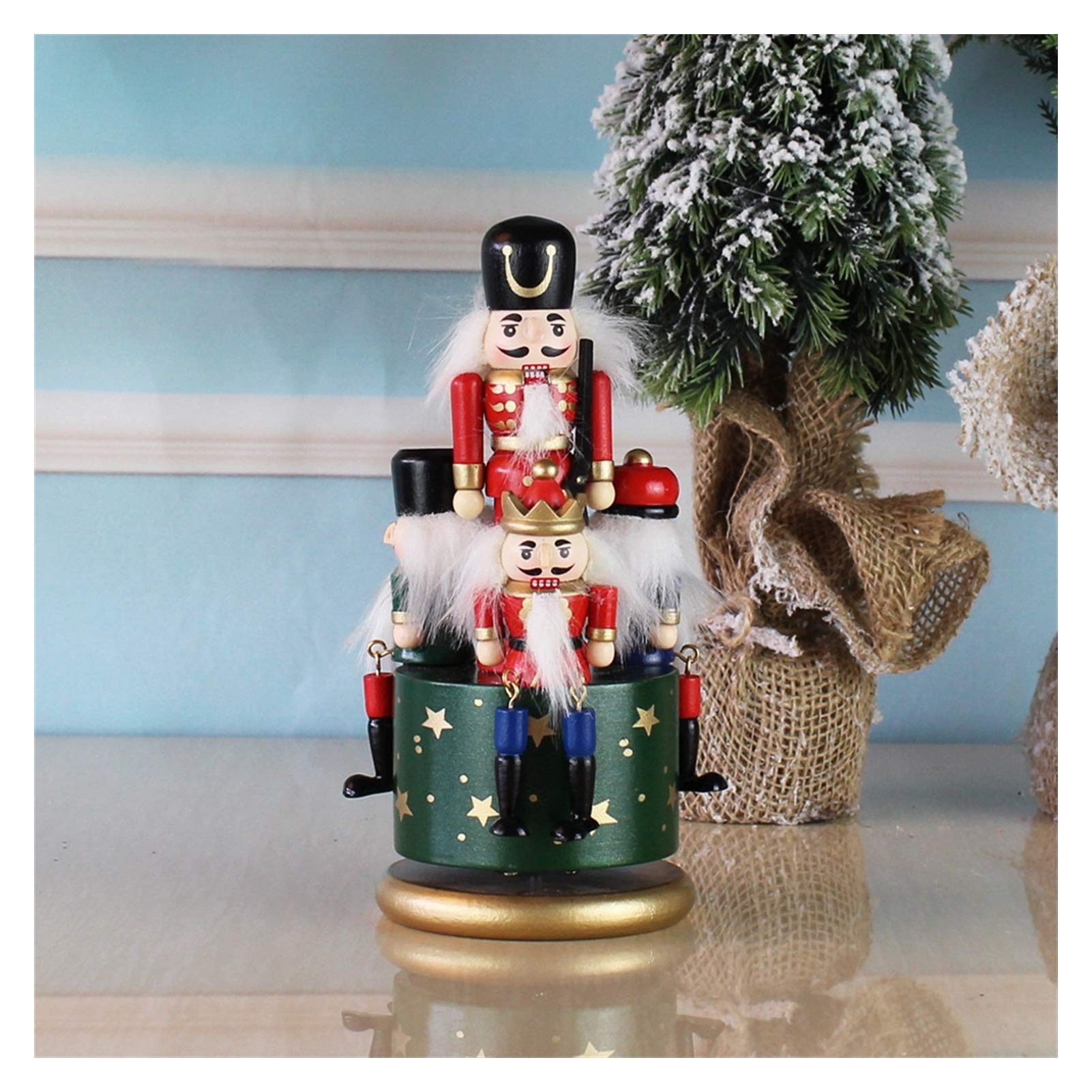 Vintage Handmade Rotating Music Box Doll - Miniature Puppet Statue for Christmas, New Year, Home Decor & Gift (Color A) | Perfect for Holiday Decorations, Party Favors, and Collectible Displays