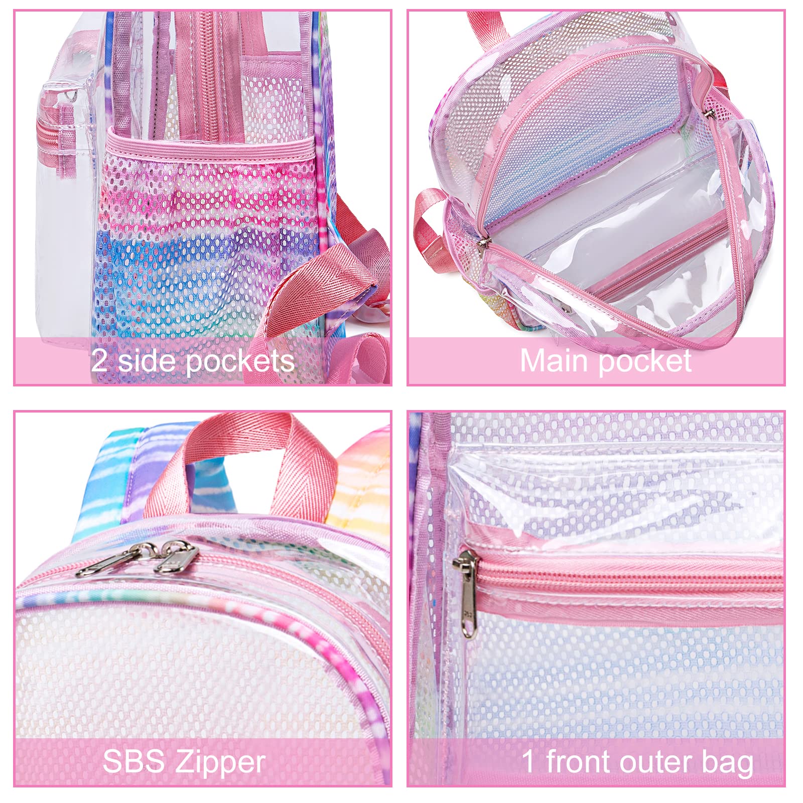 Clear Mini Backpack 12x12x6 - Small Transparent Stadium Bag for Concerts, Festivals & Travel | Lightweight See-Through Plastic Backpack for Work, Security & Events
