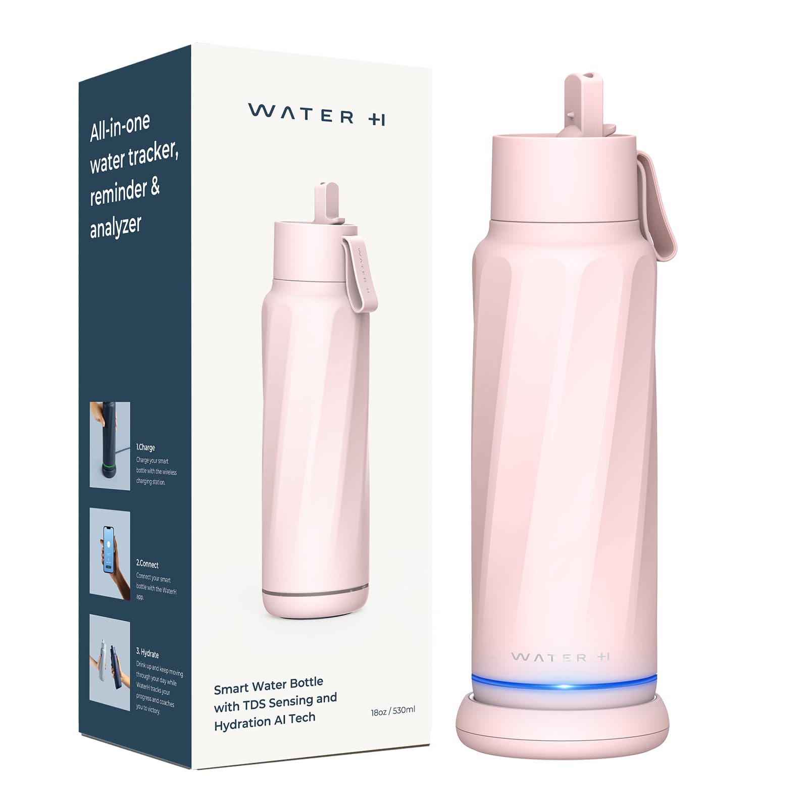 Vita Smart Water Bottle with Drink Reminder - 18oz BPA-Free Vacuum Insulated Bottle with Filter & Straw, Bluetooth Hydration Tracker - Perfect Gift for Fitness, Office & Outdoor Activities