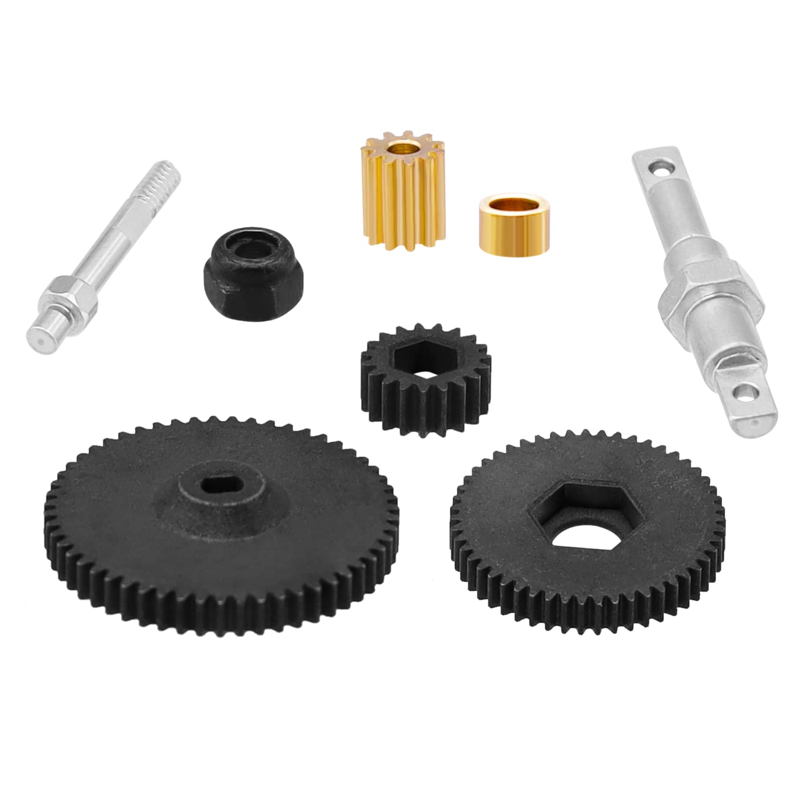 Metal Gearbox Gear Set with Shaft & Motor Gear for Axial SCX24 1/24 RC Crawler Car - Upgrade Parts AXI00001 AXI00002 AXI00005 AXI00006 | Durable RC Transmission Gears for Off-Road Crawling & Trail Performance