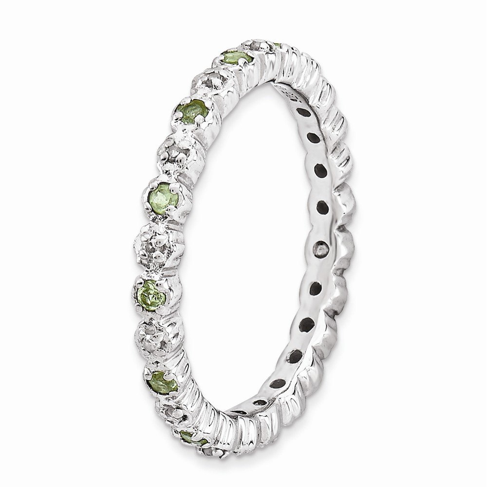 925 Sterling Silver Stackable Peridot Green August Birthstone Ring with Diamonds (0.04 cttw) - Perfect for Everyday Wear, Anniversary Gifts & Stackable Jewelry Collection