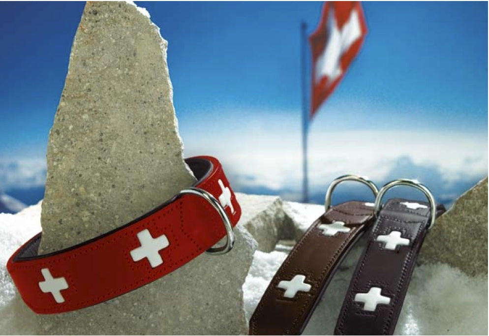 OVERSTOCK Swiss Cross Dog Collars - Durable Nylon Pet Collar with Reflective Stitching for Small & Medium Dogs - Perfect for Walking, Training & Outdoor Adventures