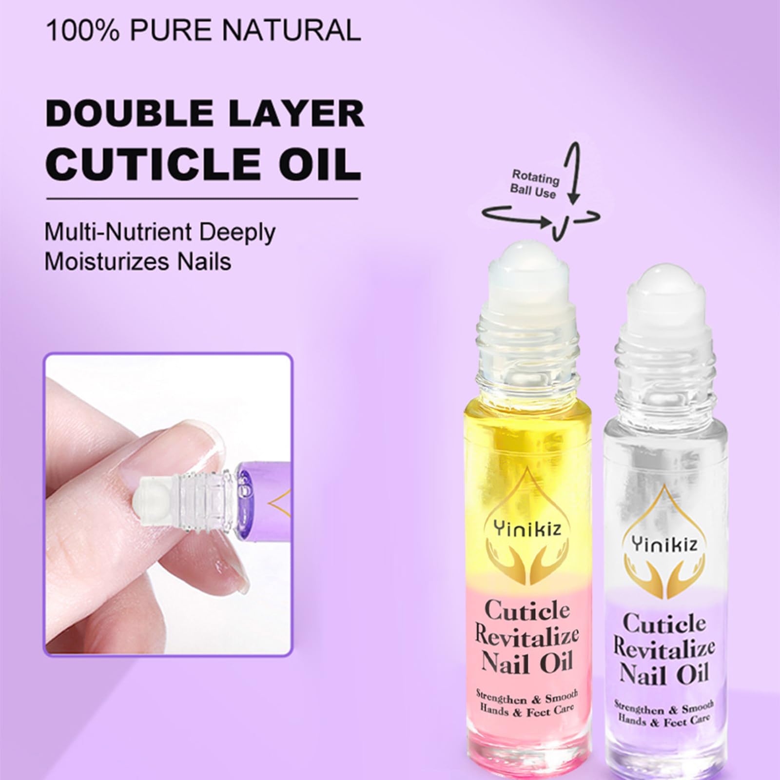 2PCS Cuticle Oil Pen with Vitamin E - Nail Growth Treatment & Strengthener for Thin Nails, Manicure Care Kit with Rollerball Applicator - Perfect for Home Nail Care & Salon Use