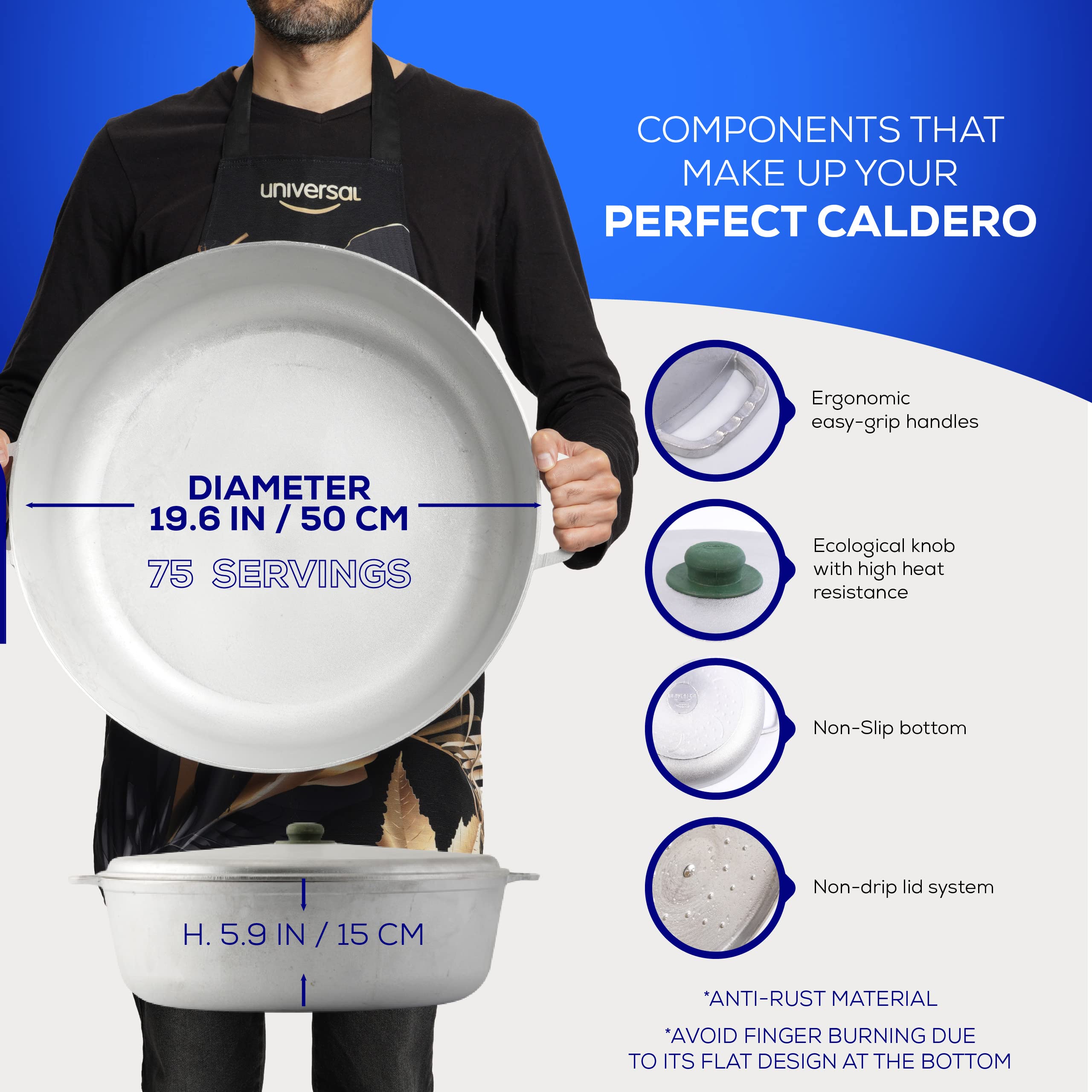Professional Extra Large 27.7 QT (26.6L) Stainless Steel Dutch Oven with Aluminum Core - Even Heat Distribution, Fast Cooking & Ergonomic Handles - Perfect for Rice, Soups, Stews & Large Family Meals