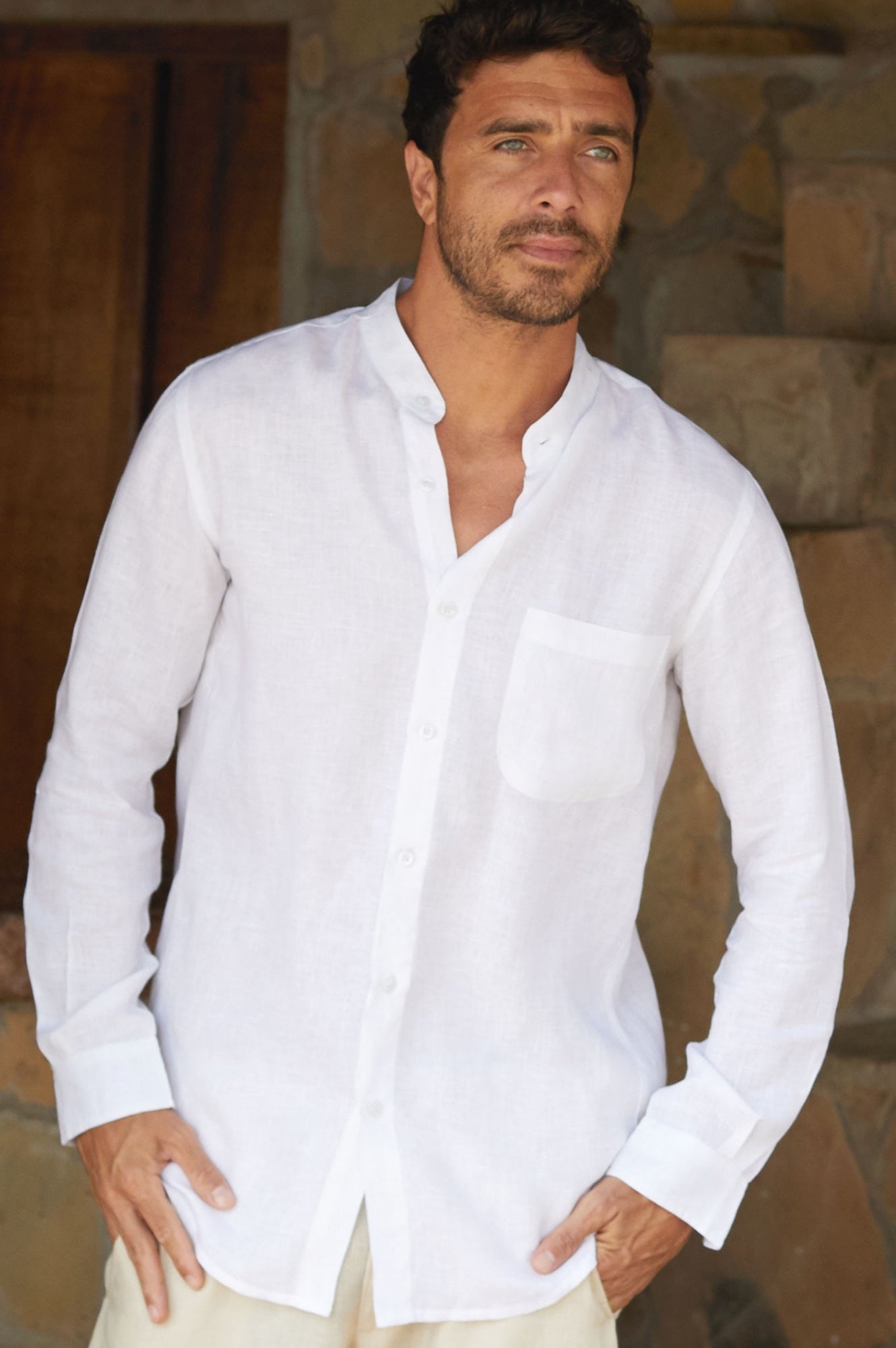 Premium Men's Nehru Collar Linen Shirt - Breathable White Summer Shirt for Casual Wear & Formal Occasions | Office, Wedding & Vacation Outfit