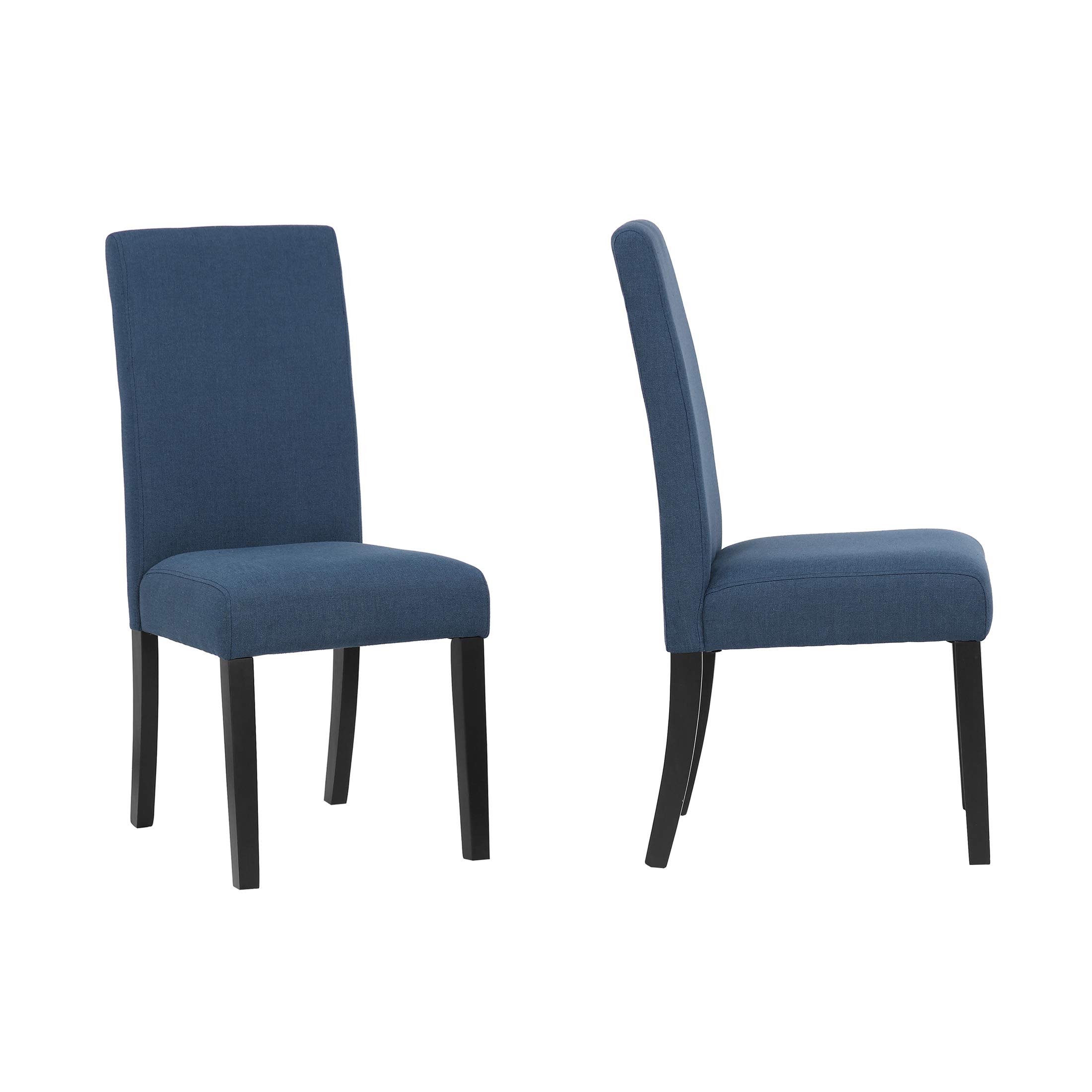 WestinTrends Linox Upholstered Dining Room Chairs Set of 2 - Modern Parsons Chairs with Linen Fabric & Solid Wood Legs in Blue - Perfect for Kitchen, Dining Table, and Home Office