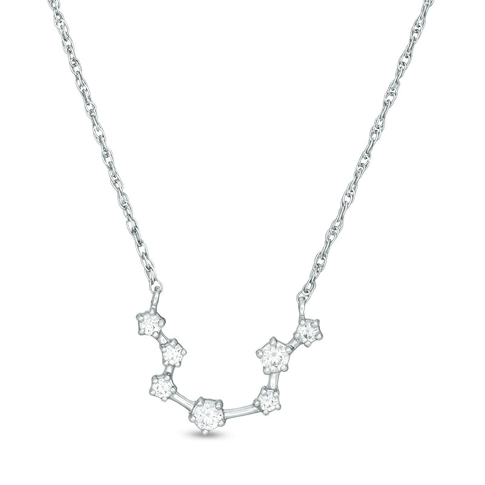 14K & 18K Solid Gold Zodiac Necklace with Moissanite - Constellation Pendant Necklace for Women - 18