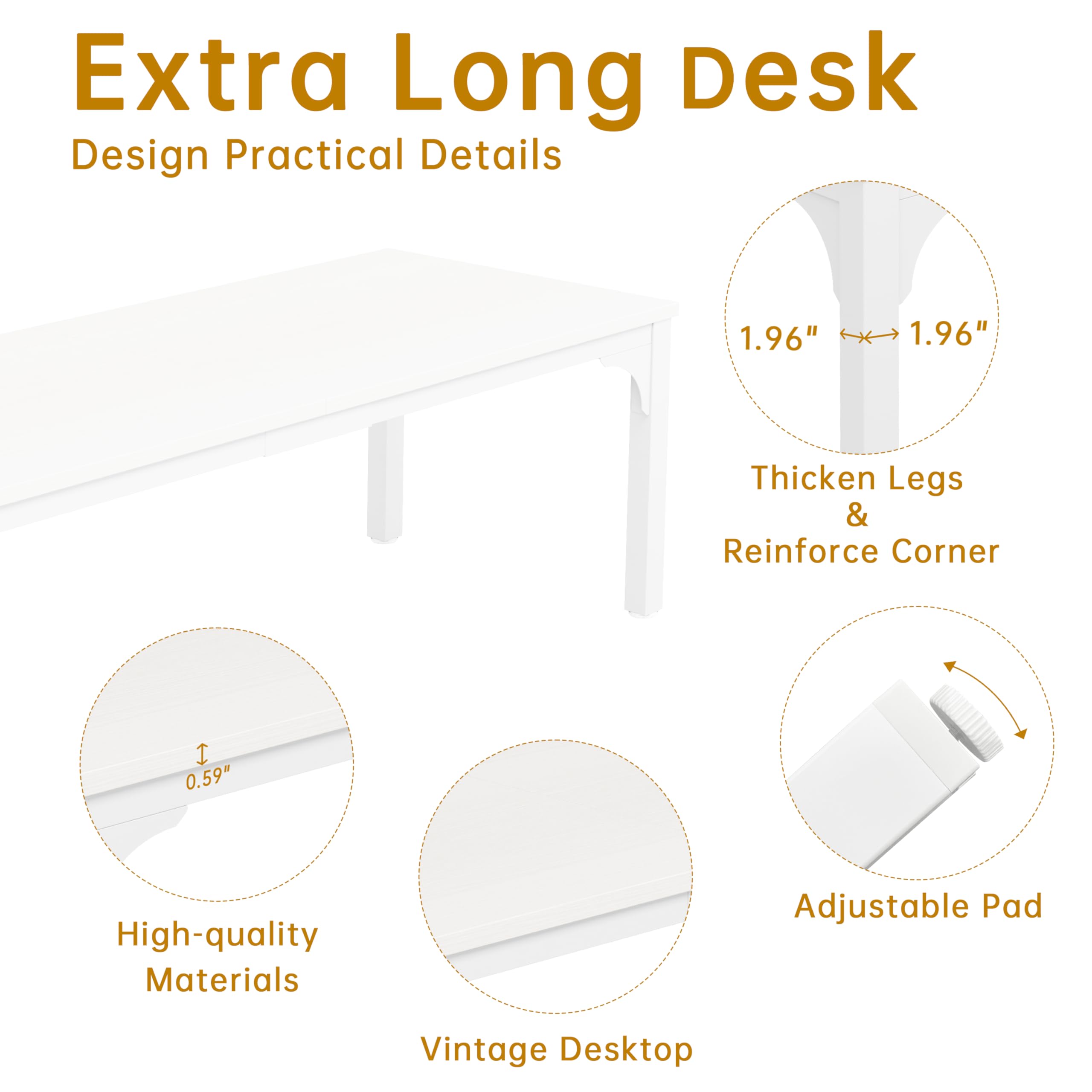 6.56 FT Large Rectangle Conference Table - Super Sturdy Meeting & Seminar Table for 6-8 People, White Business Desk - Perfect for Office Meetings, Team Collaboration & Conference Rooms