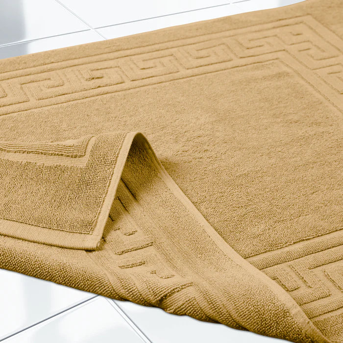 Premium Cotton 2-Piece Greek Key Border Bath Mat Set - Ultra Absorbent, Non-Slip - Perfect for Bathroom, Spa & Luxury Home Decor