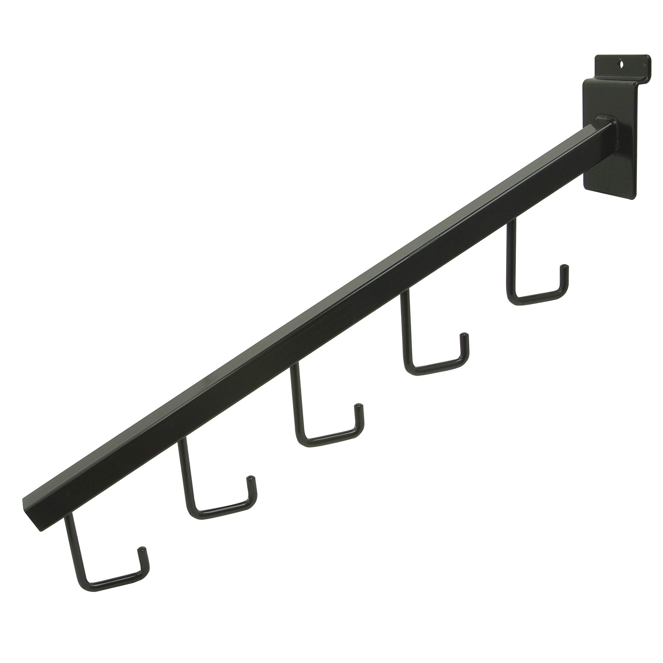 25-Pack Black 5 Hook Waterfall Square Tube for Slatwall Display - Perfect for Retail Stores, Boutiques & Garment Shops