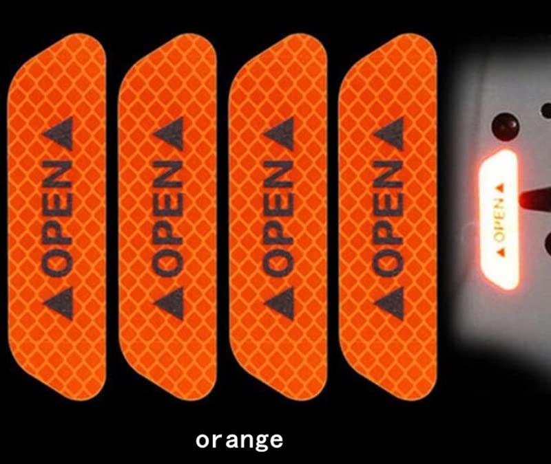 Colorsole® 4-Pack Orange Reflective Car Door Safety Warning Decals - Universal Fit for BMW X3, X5 & Most Vehicles - Enhance Night Visibility for Parking & Roadside Safety