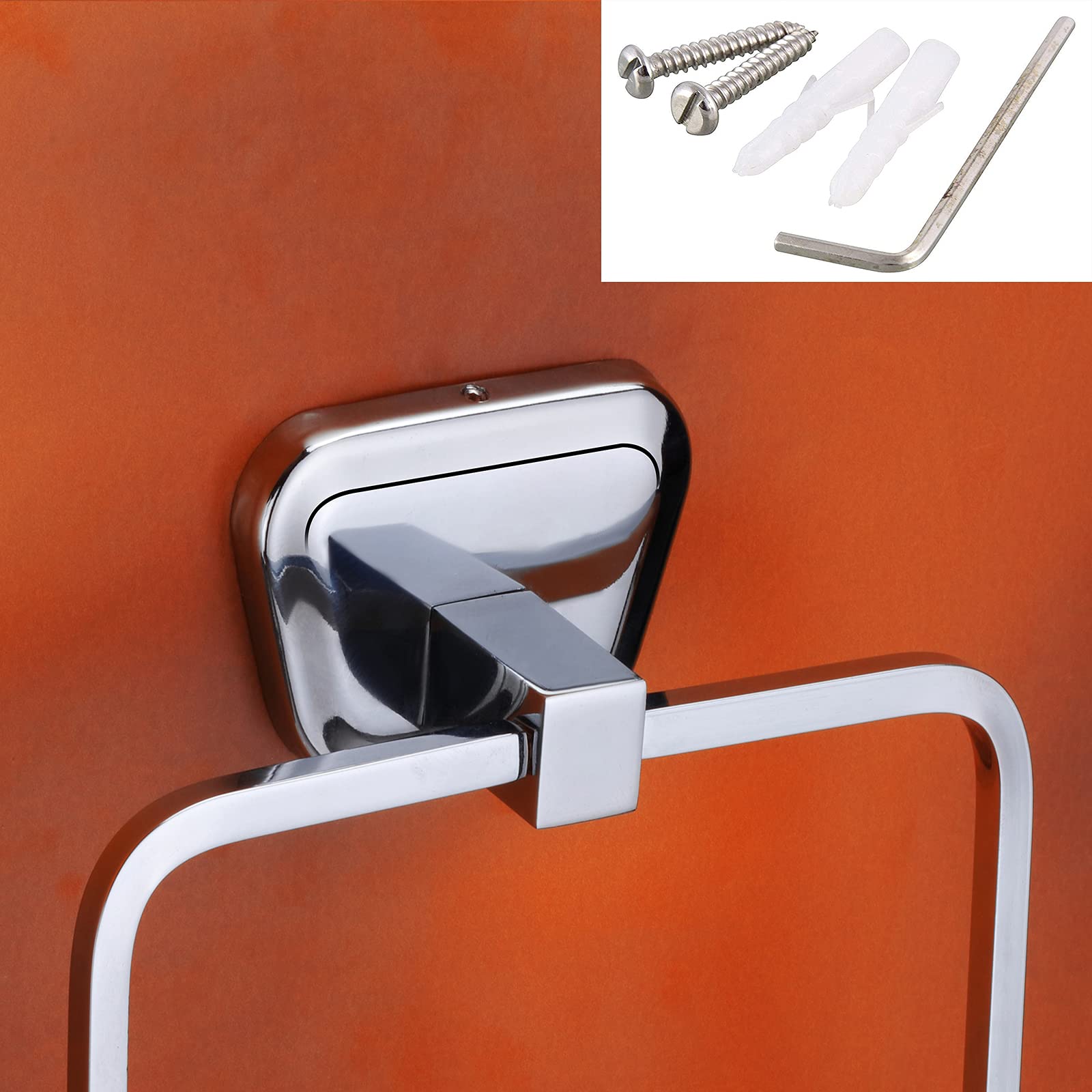 EasyHome Furnish 304 Stainless Steel Chrome Towel Ring Holder - Rustproof Bathroom & Kitchen Towel Stand, Napkin Hanger for Washbasin - Perfect for Modern Home, Hotel & Spa Decor