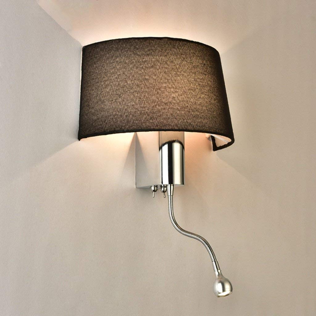 YXZQ Modern LED Floor Lamp with Dual Control Switch & Hose Nightlight - Adjustable Fabric Shade for Living Room, Bedroom, Office - Black Finish for Stylish Home Decor