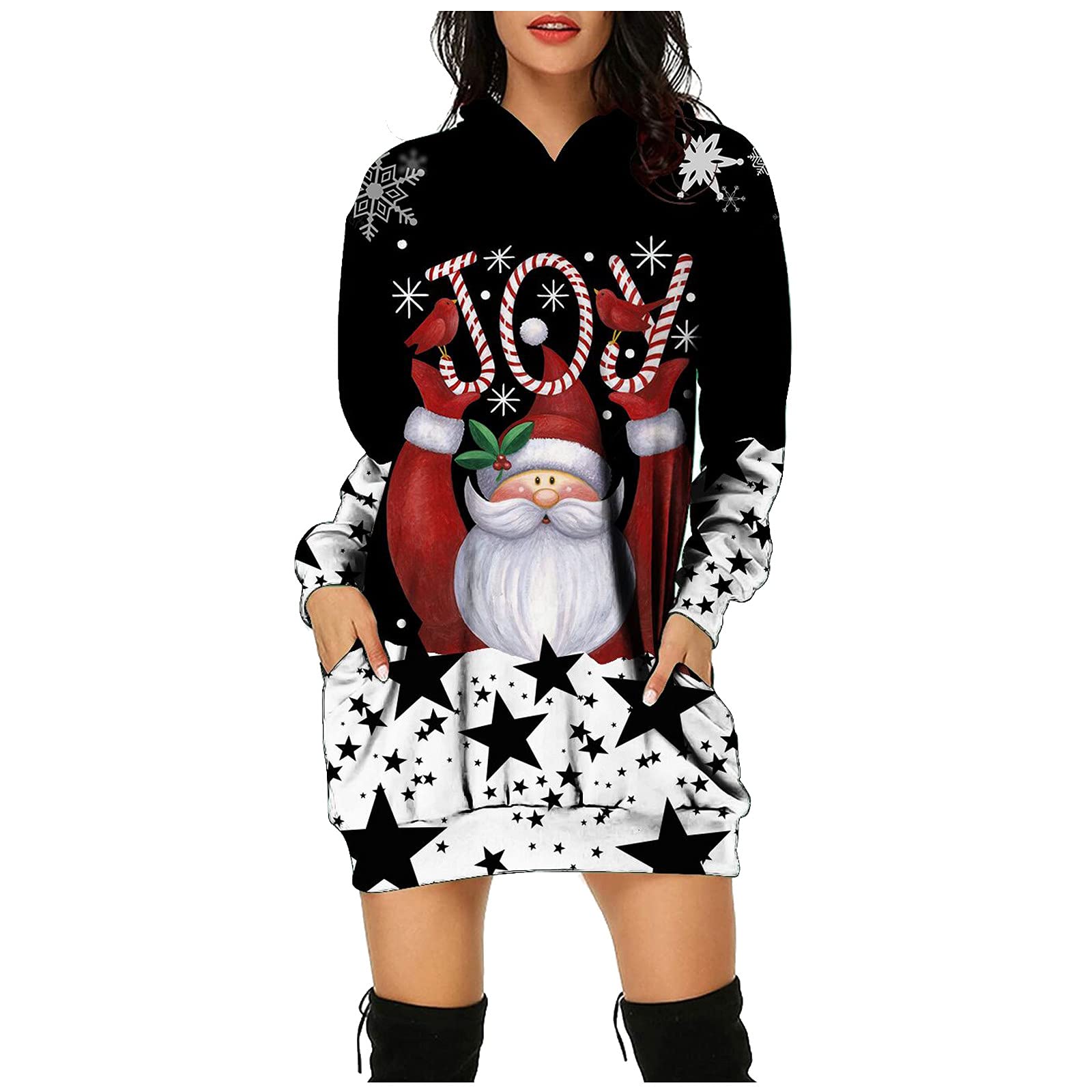Women's Casual Flare Dresses - Fashion Christmas Hoodie Wrap Hip Print Summer Dresses for Plus Size | Perfect for Holiday Parties, Beach Vacations & Everyday Wear