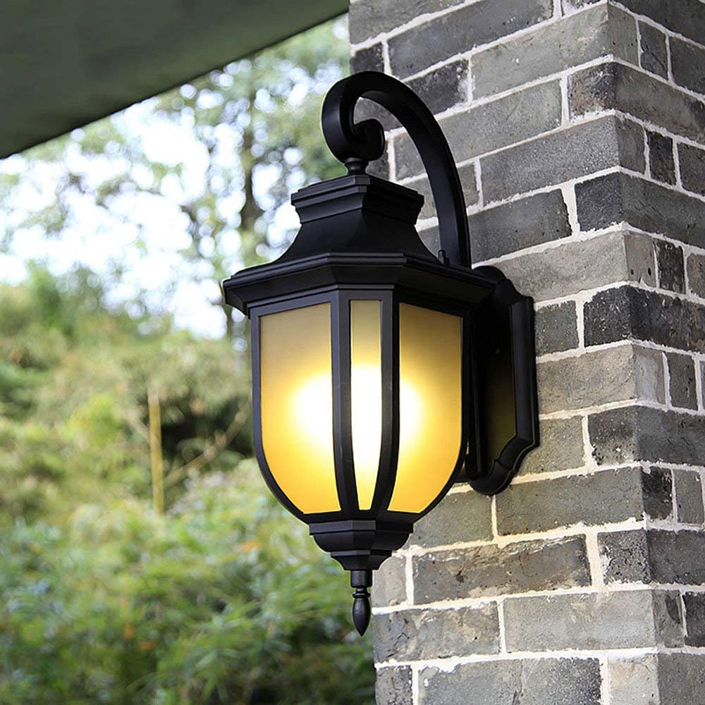 Vintage Black Aluminum Wall Sconce - Waterproof Outdoor Wall Light Fixture for Courtyard, Balcony, Terrace & Barn | Retro European Style Lantern with American Simplicity Design | Perfect for Patio, Garden, Warehouse & Exterior Lighting
