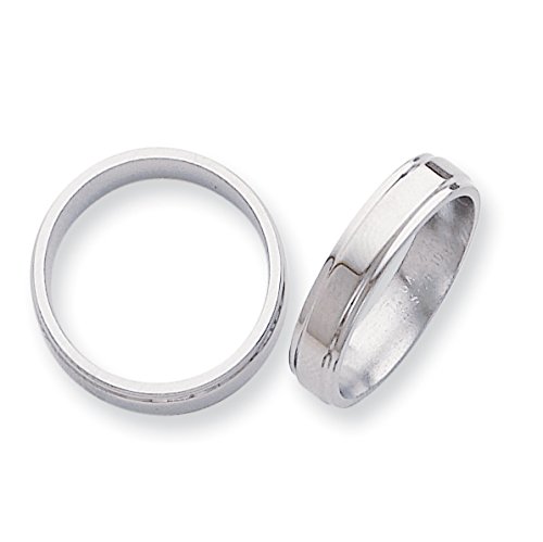 Men's Titanium Wedding Band Ring - 5mm Polished with Ridged Edge - Durable & Comfortable for Everyday Wear - Perfect for Weddings, Anniversaries & Special Occasions