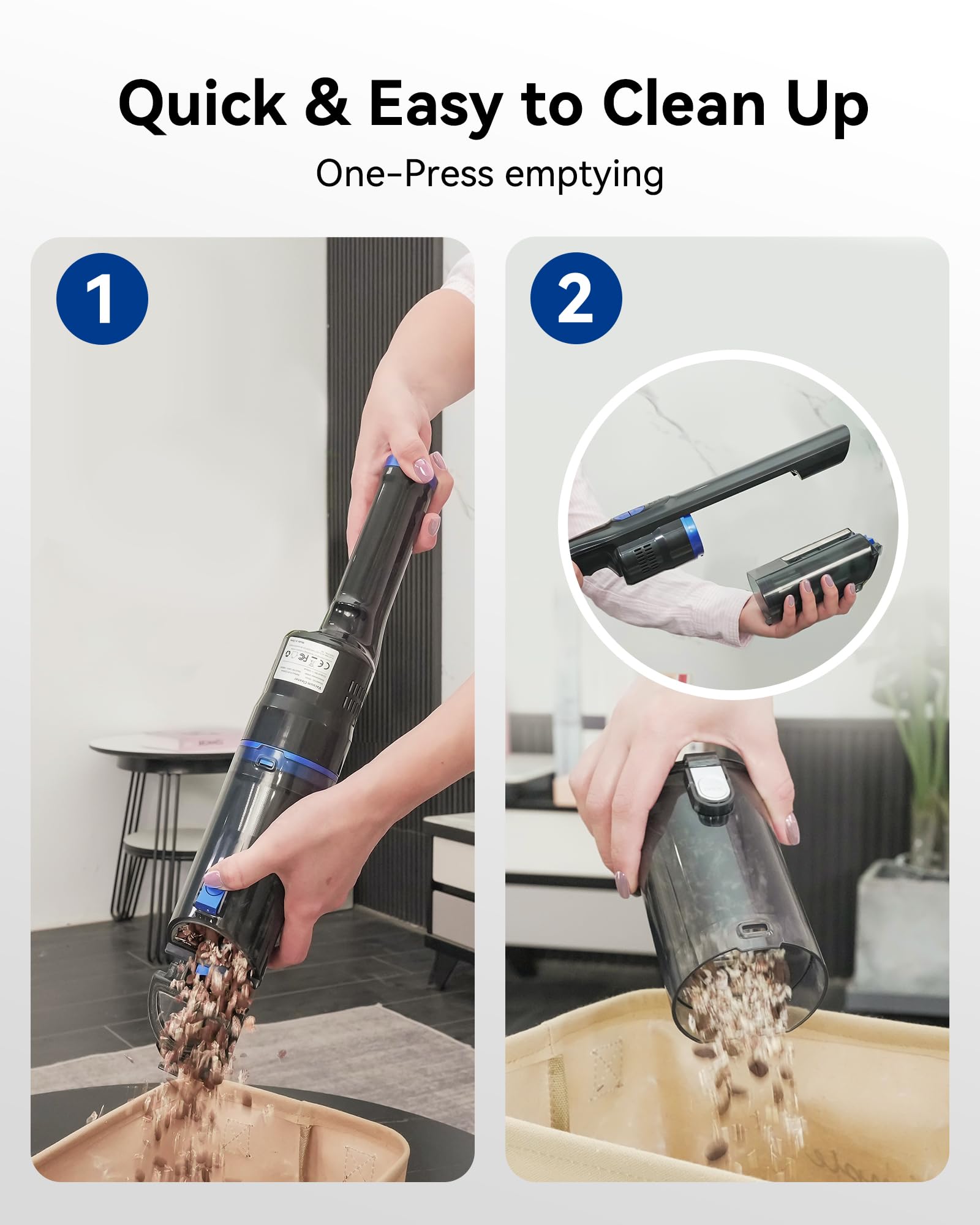 FreAire Cordless Handheld Vacuum Cleaner 20KPa Powerful Suction - Lightweight Portable Car Vacuum with Fast Charging Dock, 35 Min Runtime - Ideal for Home, Car, Pet Hair Cleaning & Quick Spills (Blue)