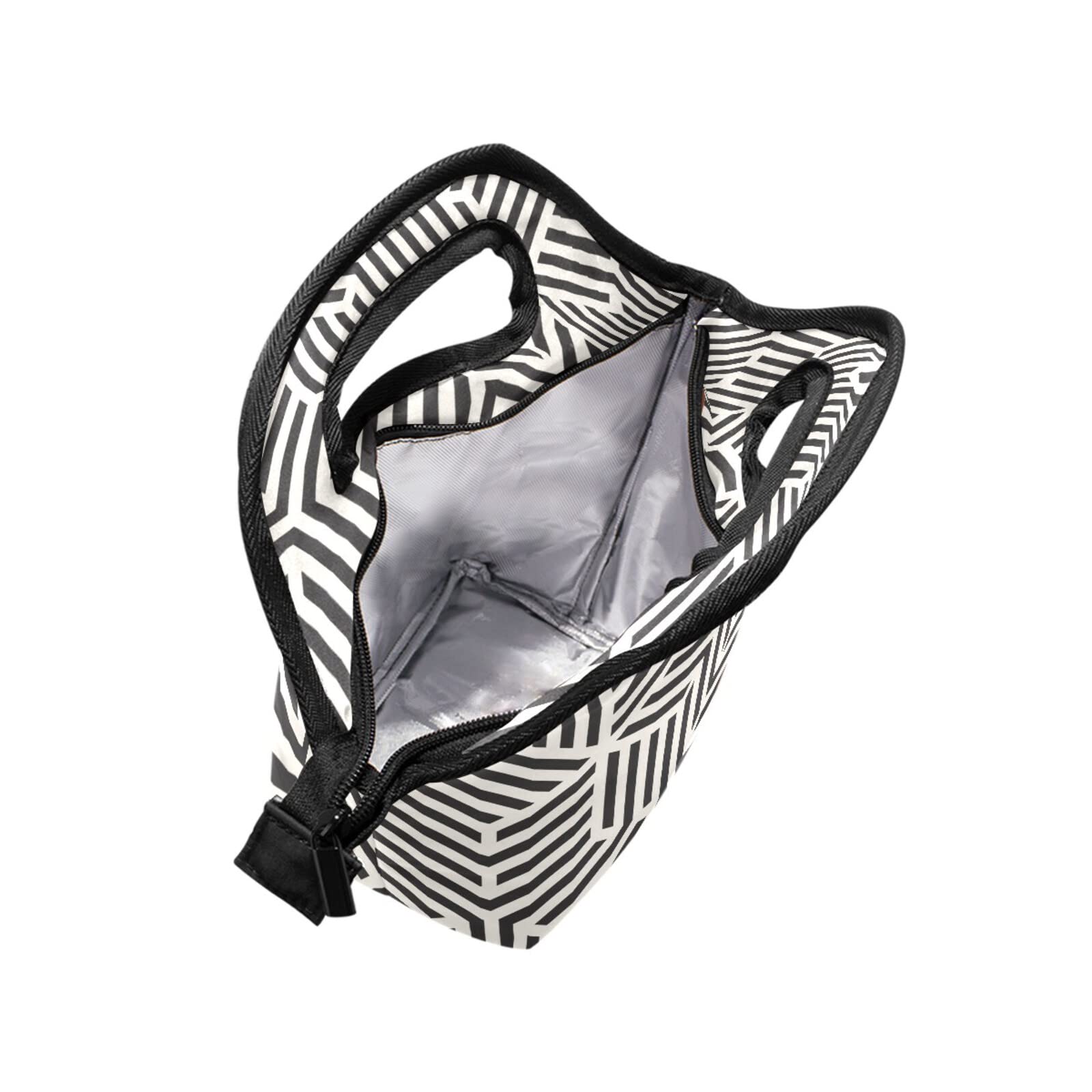 Stylish Black & White Geometric Insulated Lunch Box for Women, Men & Kids - Leakproof & Eco-Friendly Lunch Bag for Work, Office, School & Picnics