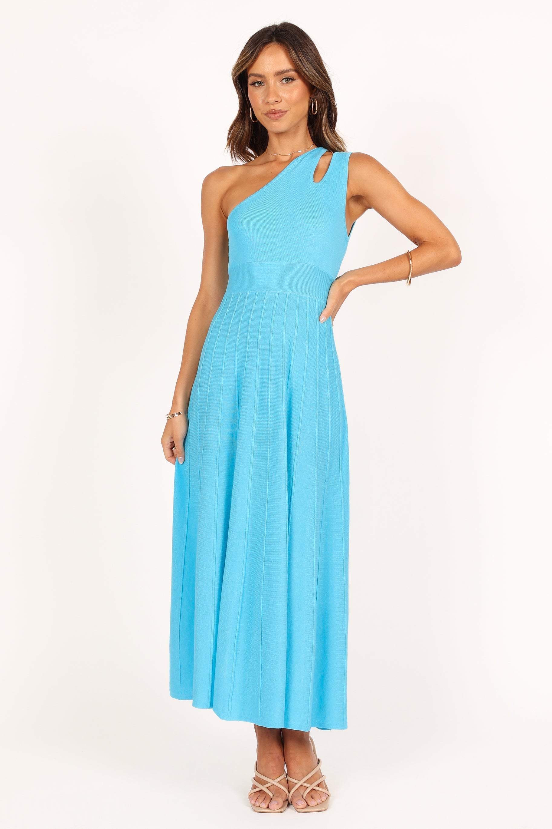 Flynn Midi Knit Dress for Women - Soft Stretch Blue Casual Dress for Everyday Wear | Perfect for Office, Brunch & Date Nights
