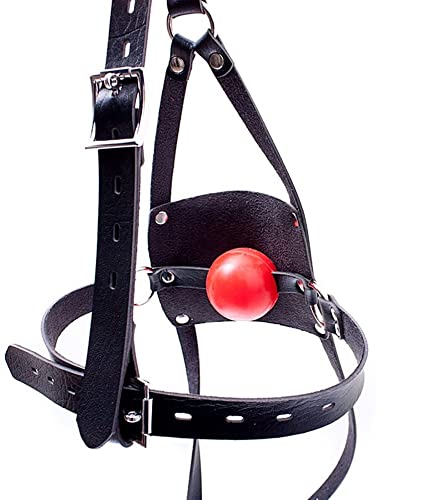 Adjustable Breathable BDSM Bondage Head Harness with Mouth Ball Gag - Black Adult Restraint Mask for Submissive Play - Perfect for Roleplay, Sensory Deprivation & Kinky Sex Toys (One Size Fits All)