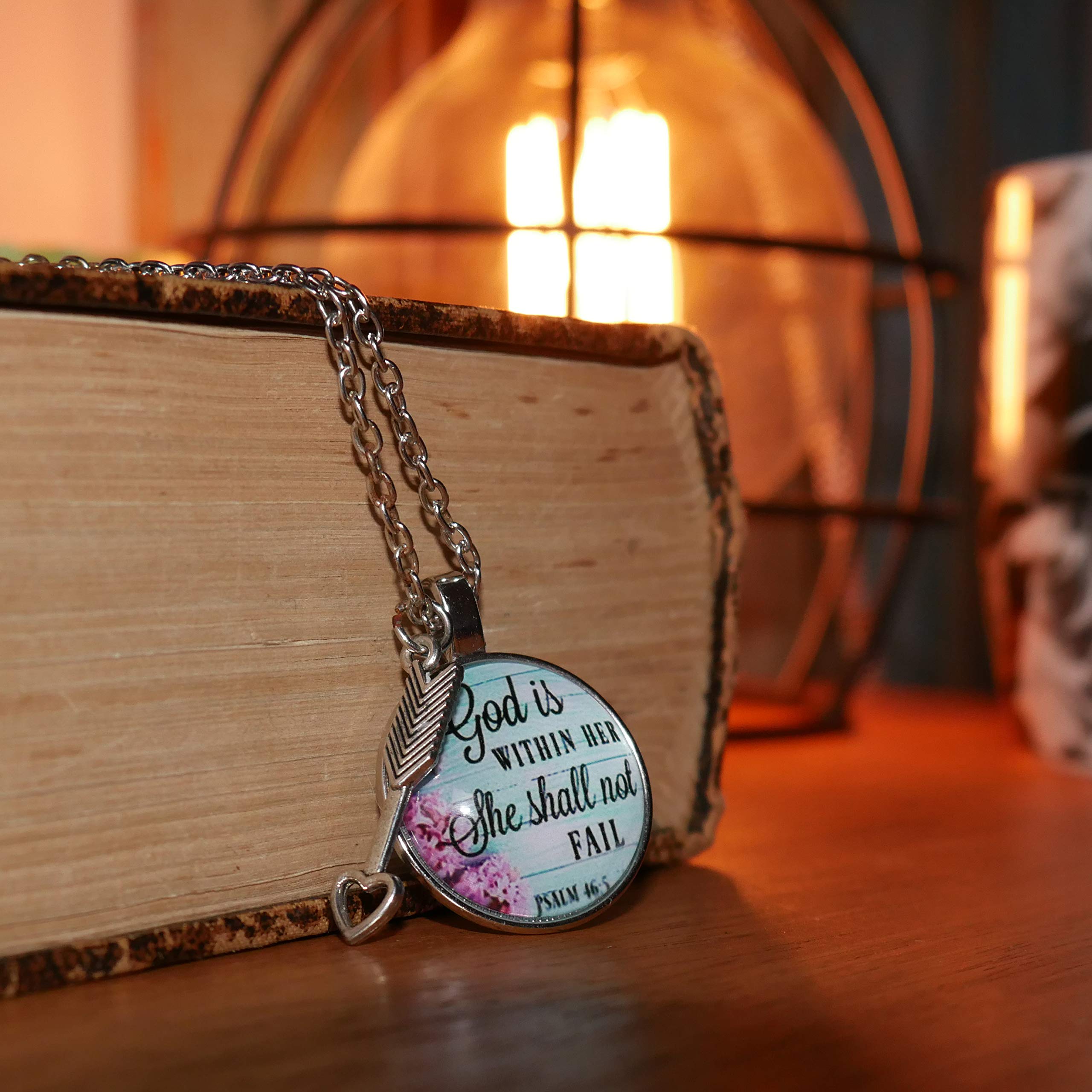 Christian Women's Psalm Pendant Necklace with Arrow - Religious Bible Jewelry for Women of Faith - Easter & Mother's Day Gift - Perfect for Church, Bible Study & Daily Wear