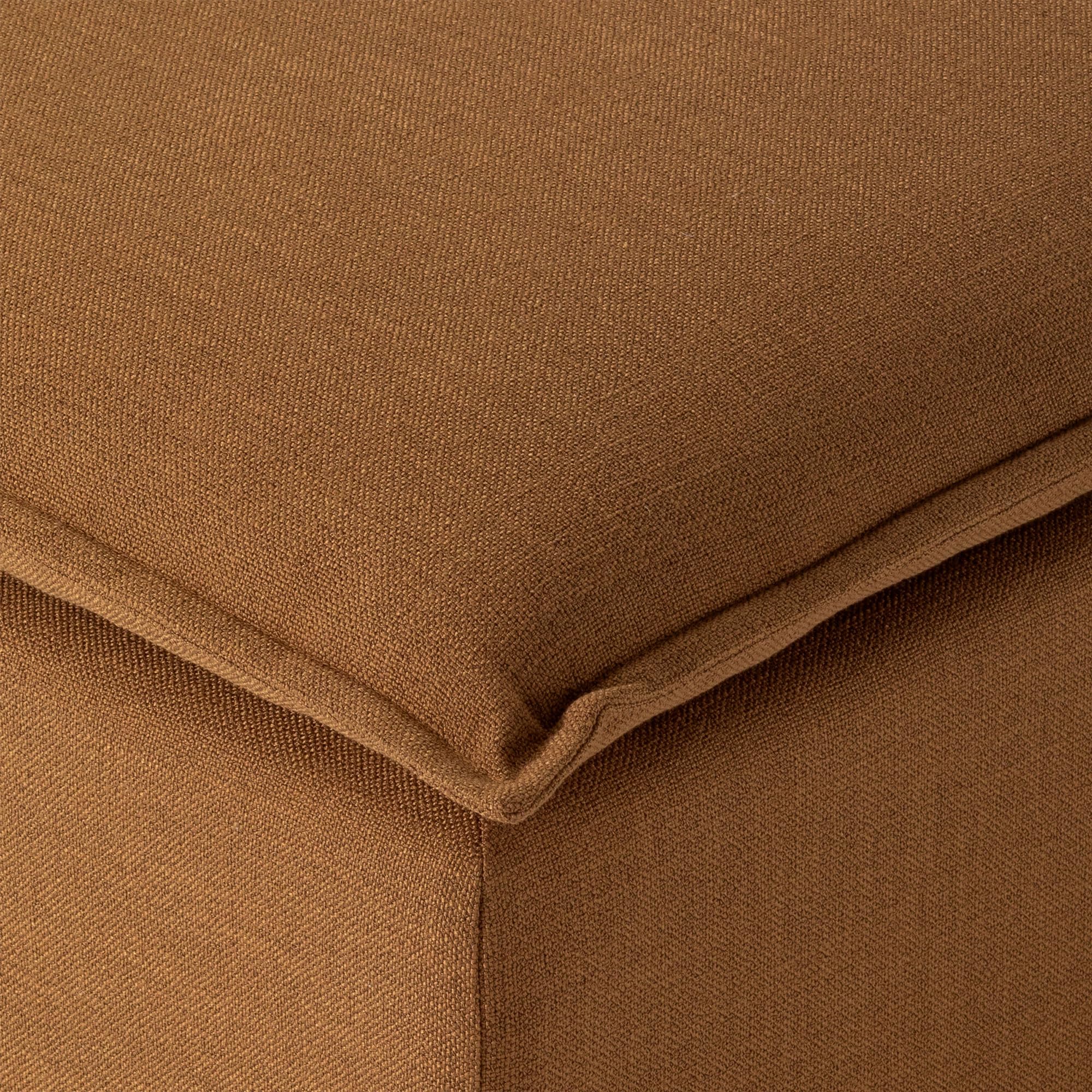 Maven Lane Claude Large Square Rustic Upholstered Ottoman with Cushion - Stylish Footrest for Living Room, Bedroom, or Dorm - Clay Fabric Upholstery - Perfect for Relaxing, Extra Seating & Home Decor