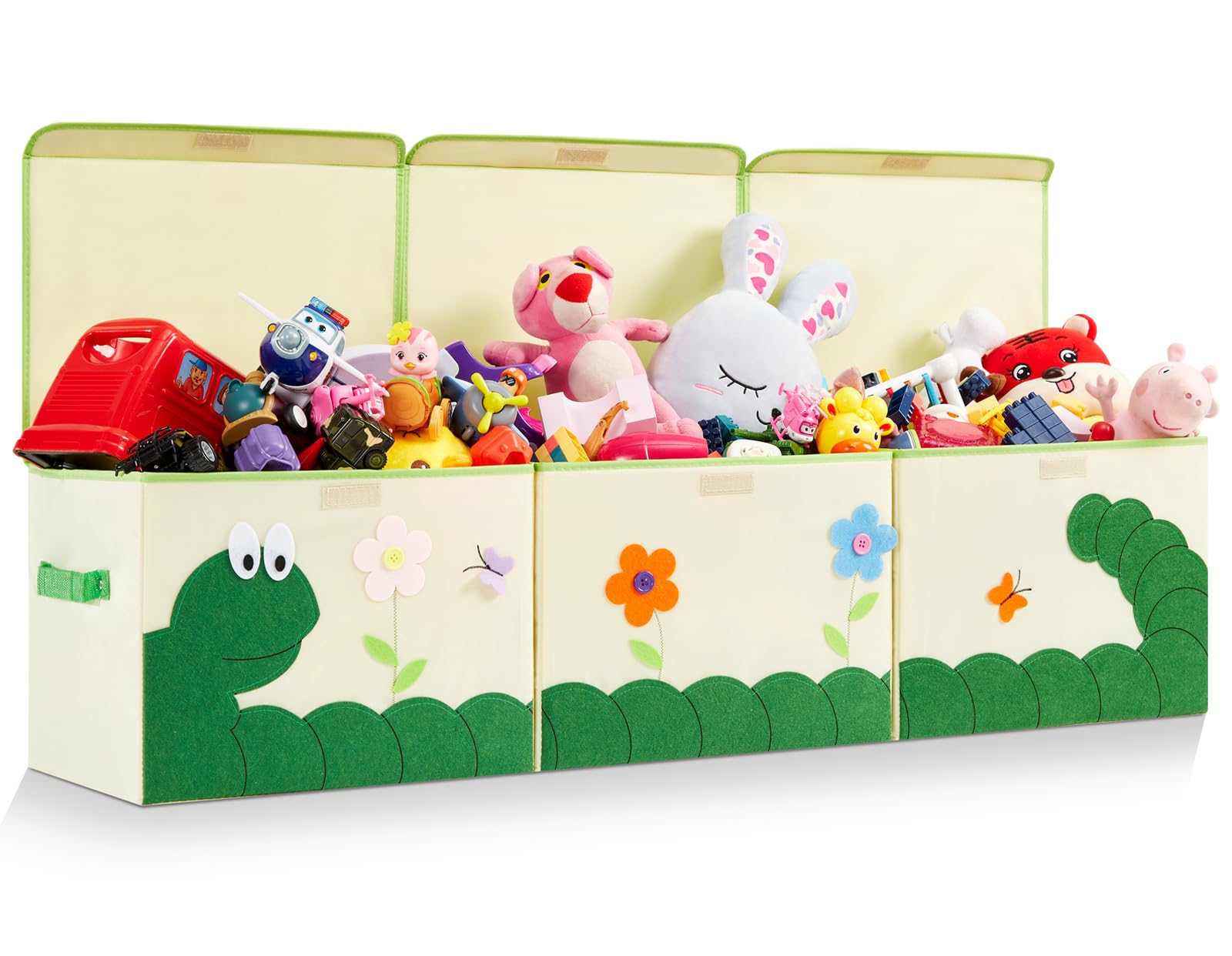 Large Kids Toy Storage Box with Lid - Cute Organizer Chest for Boys & Girls, Nursery Room Decor, Baby Toy Basket (Greedy Snake Design) | Perfect for Playroom Organization & Toddler Toy Storage