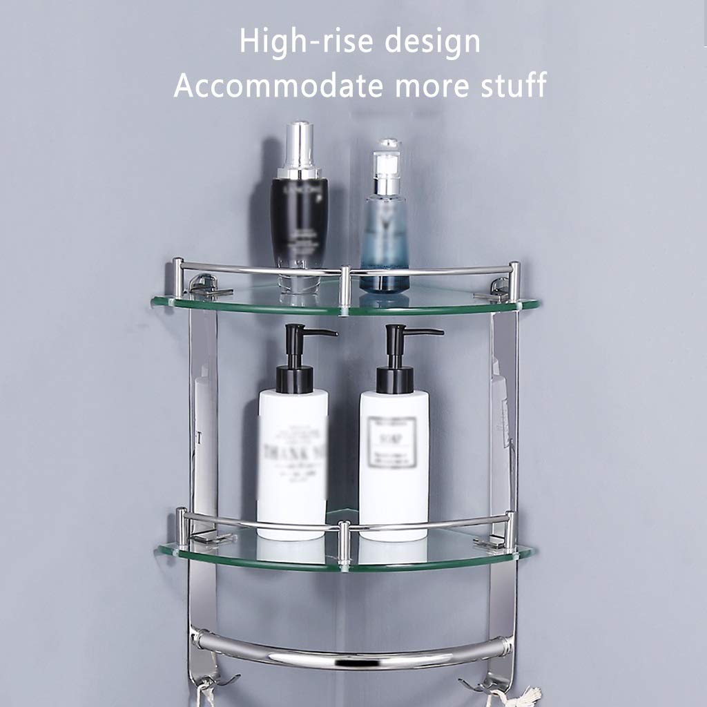 Glass Triangle Bathroom Shelf - Wall-Mounted Corner Storage for Shower & Kitchen