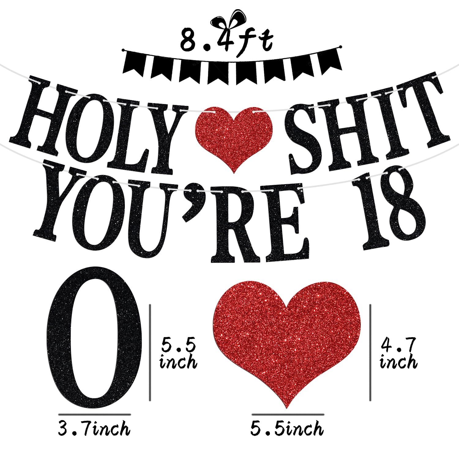 Funny Happy 18th Birthday Banner - Holy Sh*t You're 18 Bunting Sign for 18th Birthday Party Decorations | Cheers to 18 Years Adultish Decor for Boys & Girls | Perfect for Birthday Celebrations, Anniversaries & Milestone Parties