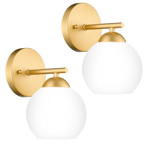 Gold & Milk Glass -1 Light-2PC