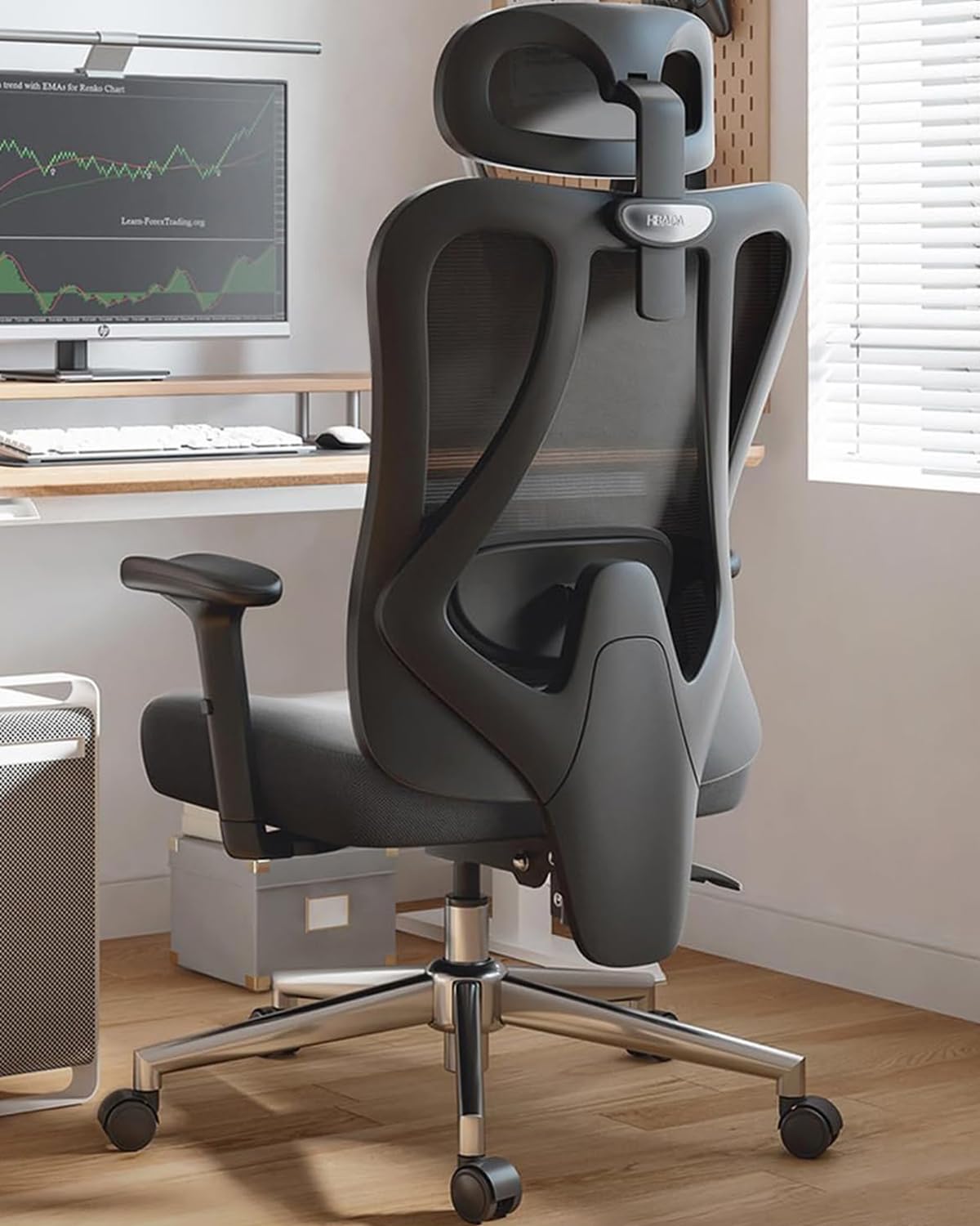 Hbada P3 Ergonomic Office Chair - 2D Adjustable Lumbar Support, Adjustable Headrest & Armrest, 145° Recline, Black - Perfect for Home Office, Gaming & Workspace Comfort (No Footrest)