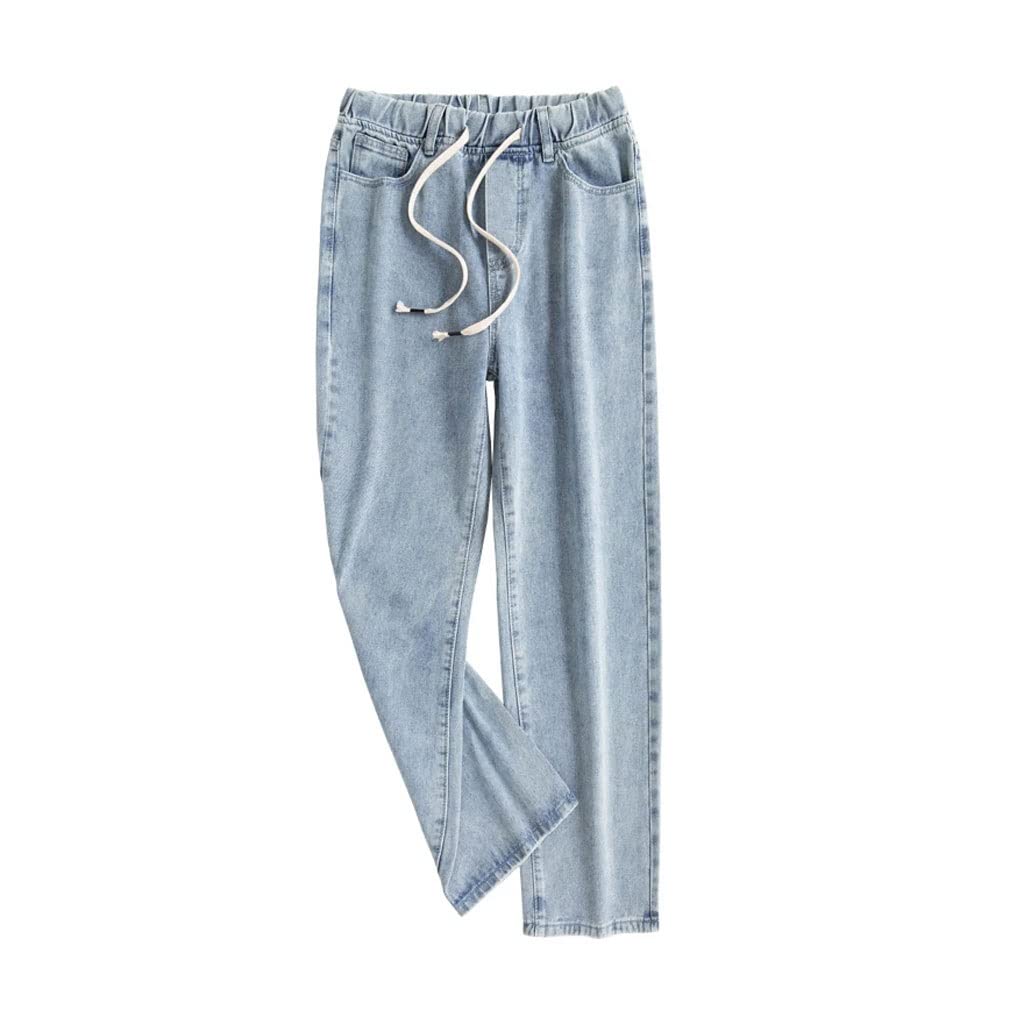 MMLLZEL Men's Light Blue Loose Fit Straight Leg Jeans | Baggy Streetwear Pants for Summer Casual Wear | Comfortable Denim Trousers for Everyday Outfits, Street Style & Urban Fashion