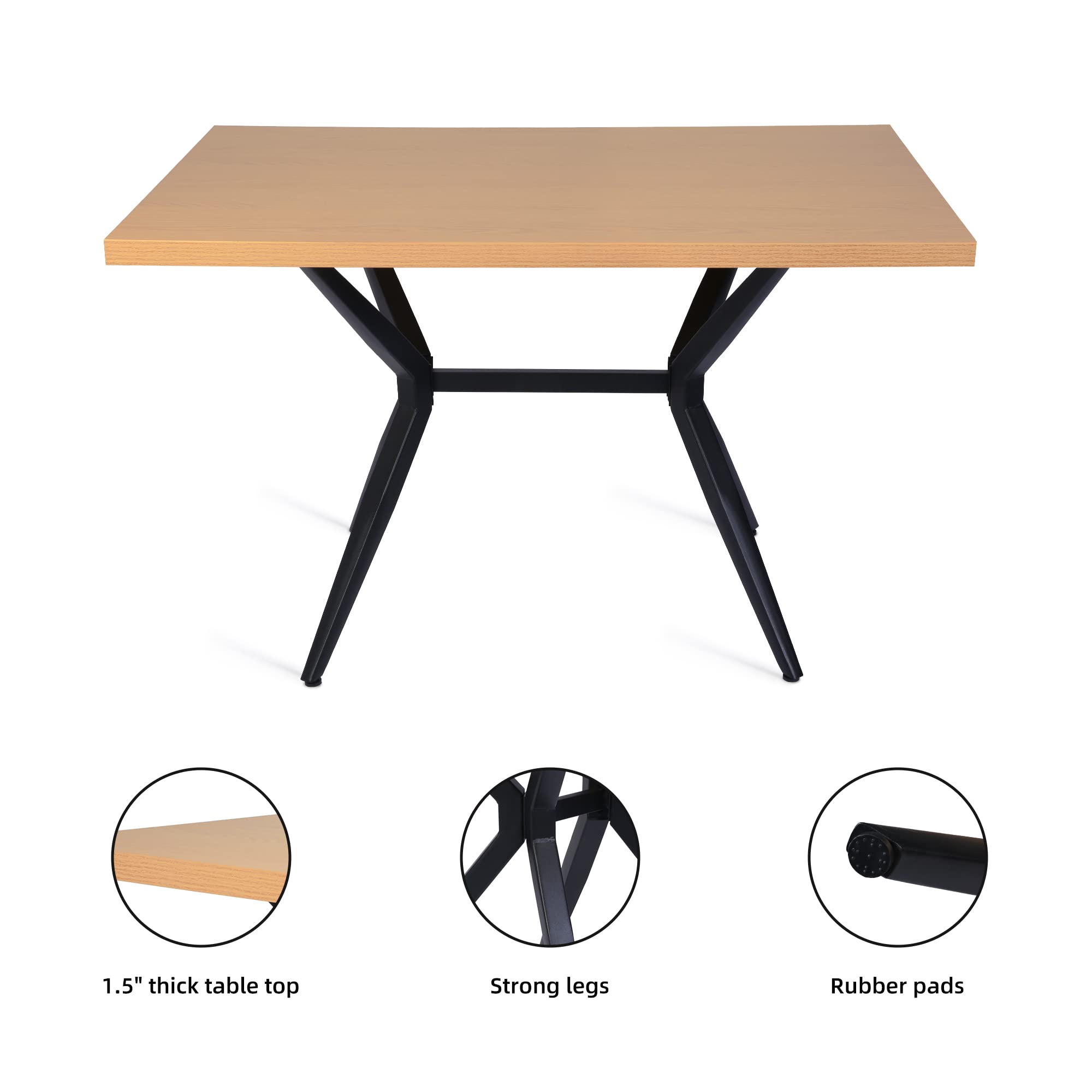 Modern Cross Metal Leg Wooden Dining Table - 48
