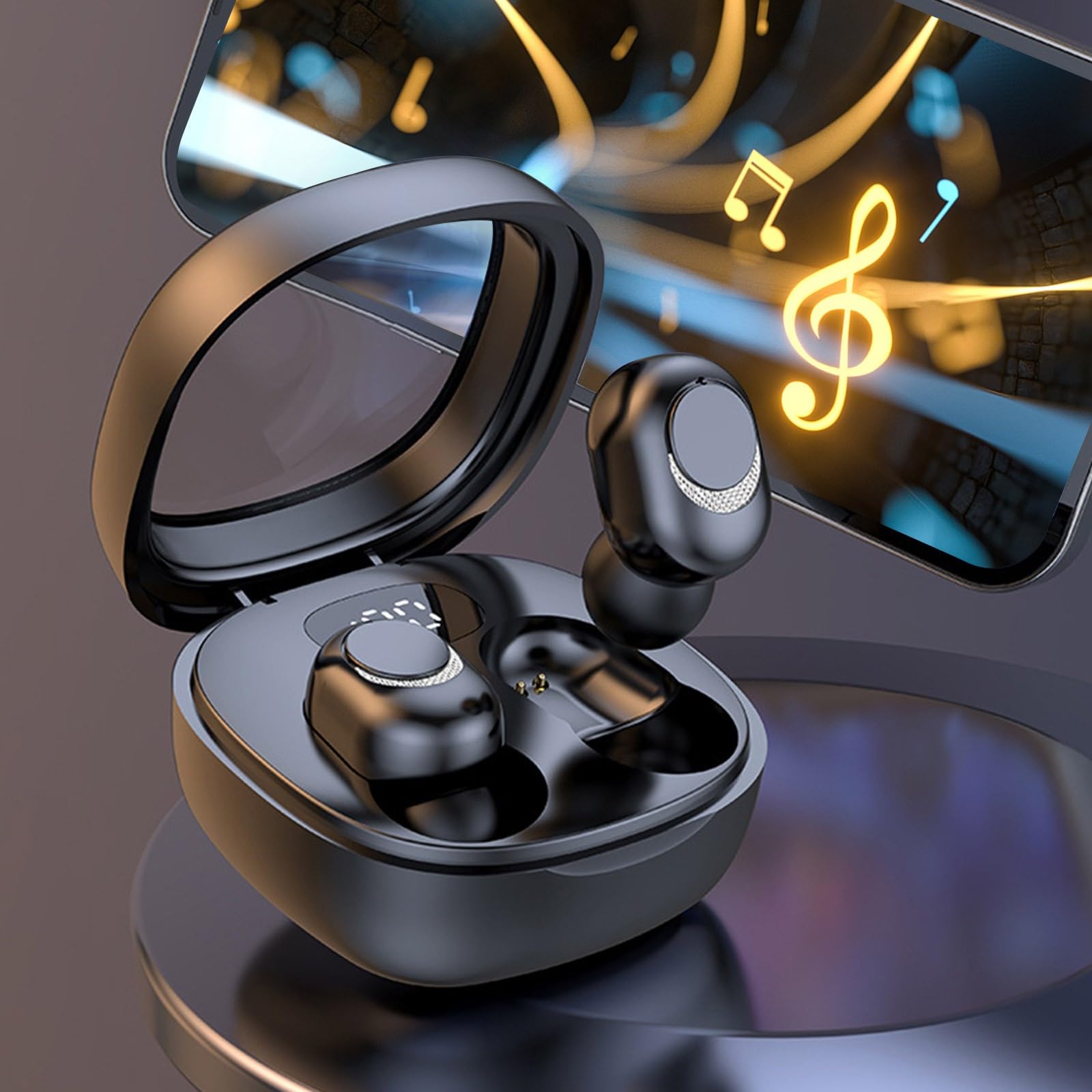 Wireless Bluetooth Earbuds with LED Digital Display - 5.3 HiFi Stereo Sound, Lightweight Noise Cancelling In-Ear Headphones for Gym, Running & Travel | Bluetooth 5.3 Earphones