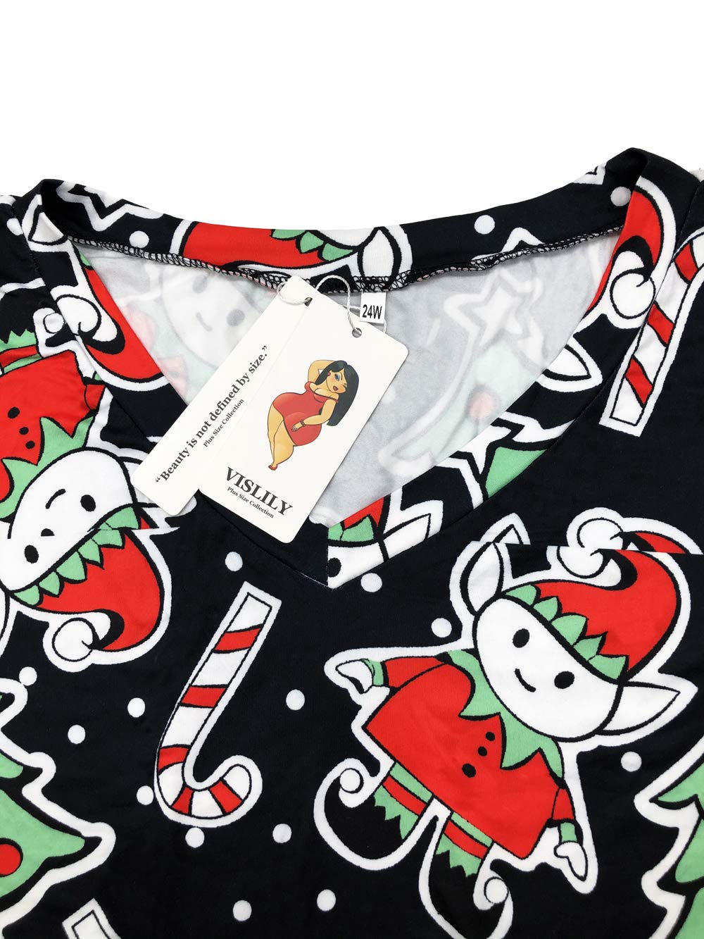 VISLILY Plus Size Christmas T-Shirts for Women - Holiday Graphic Tees, Casual Tunics with Funny Saying - Perfect for Xmas Parties, Family Gatherings & Festive Outfits
