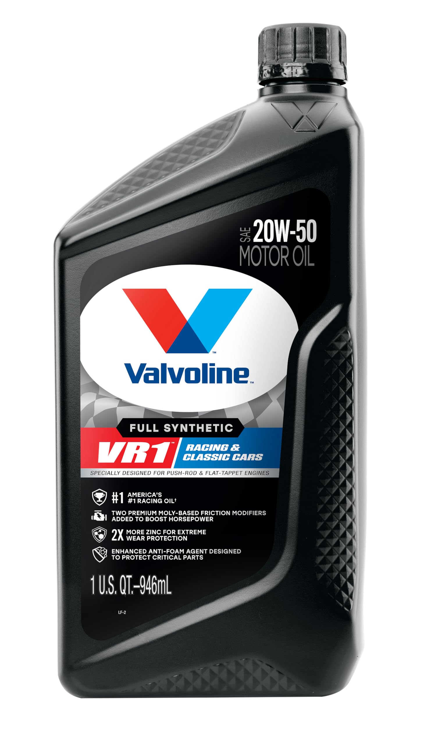 Valvoline VR1 Racing Synthetic SAE 20W-50 Motor Oil 1 QT (Case of 6) - High Performance Engine Protection for Classic Cars, Hot Rods & Racing Vehicles
