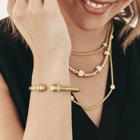 Brighton Meridian Open Hinged Bangle Bracelet in Gold Tone - Elegant Jewelry for Women, Perfect for Parties, Weddings & Everyday Wear